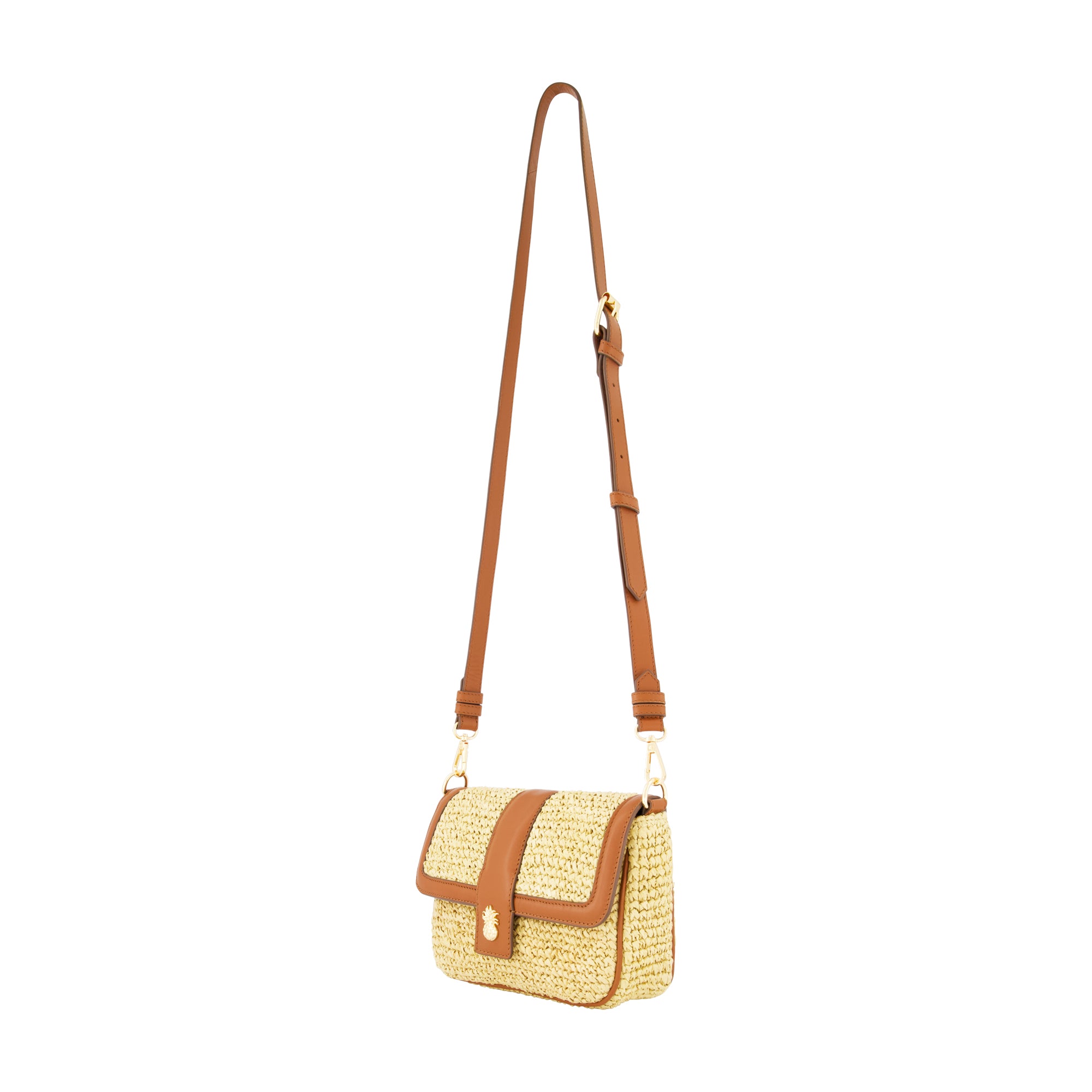 Tommy Bahama Raffia Flap Bag With Double Leather Strap, Multi