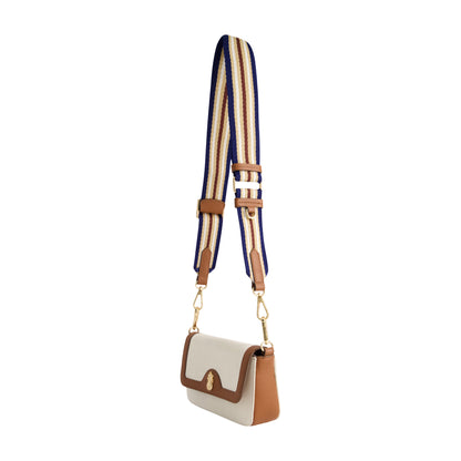 Tommy Bahama Leather Trim Solid Canvis Double Crossbody, Natural