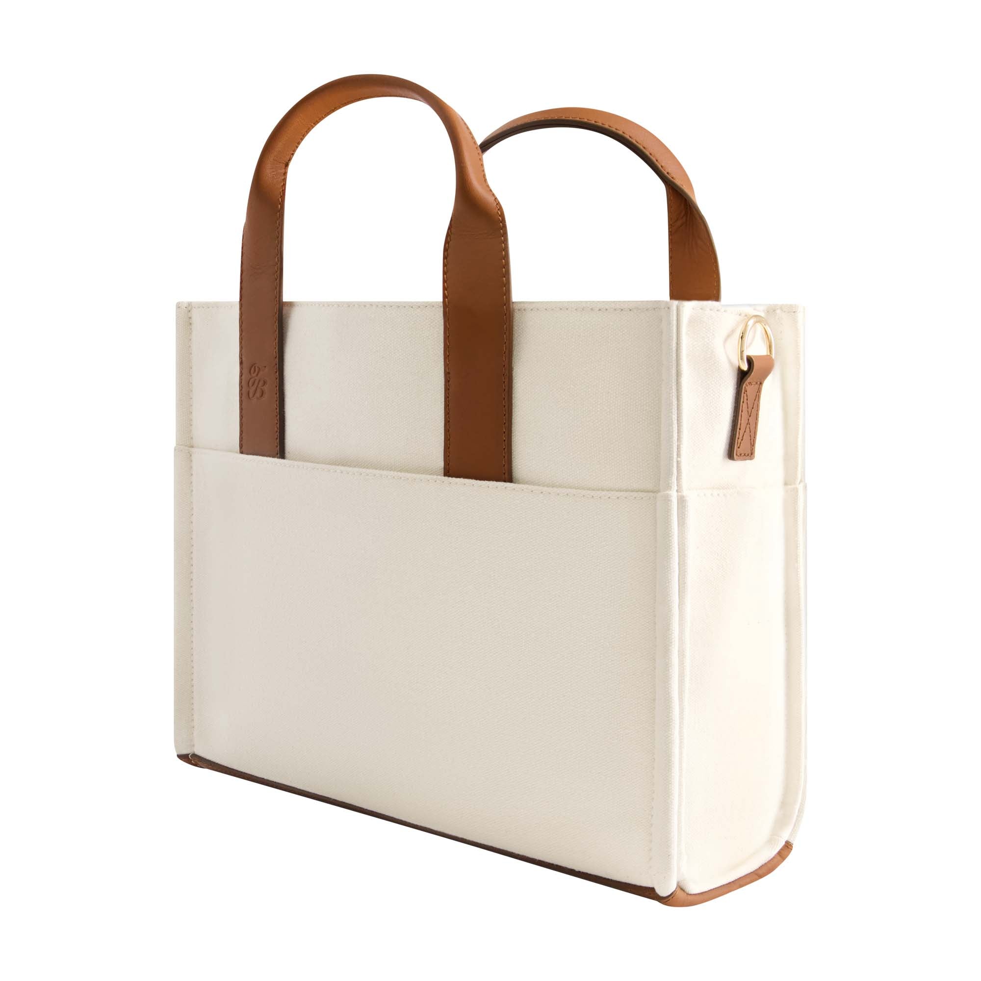 Tommy Bahama Solid Canvas Mediium Tote With Leather Trim, Natural