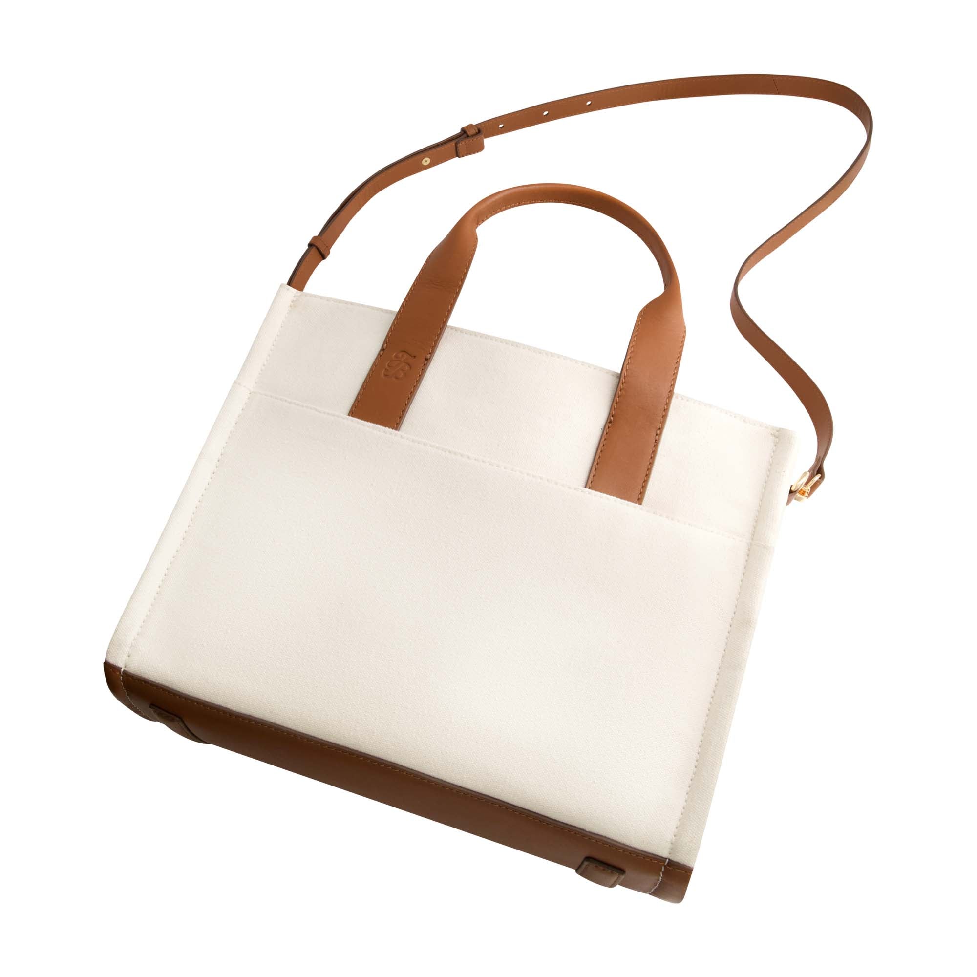 Tommy Bahama Solid Canvas Mediium Tote With Leather Trim, Natural