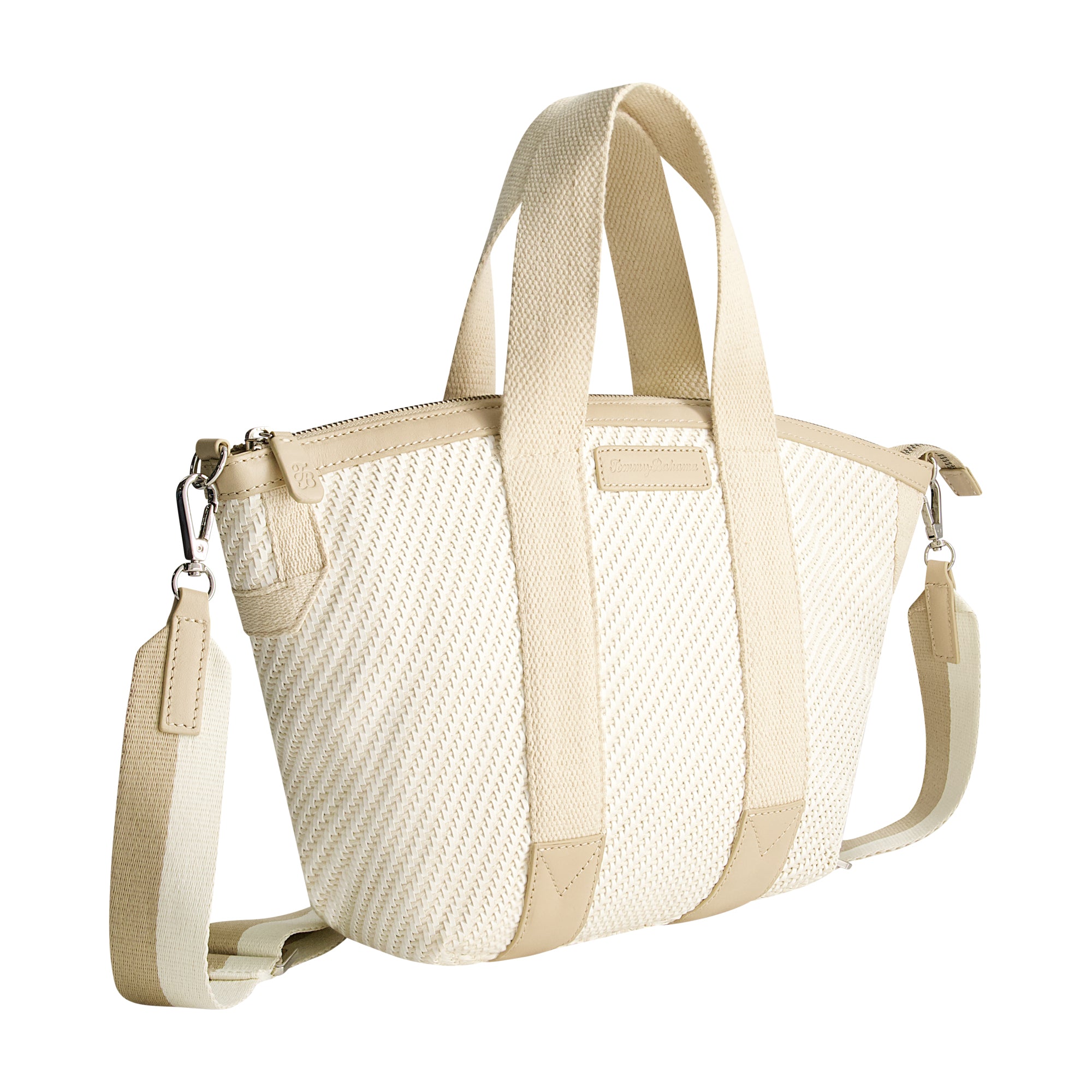 Tommy Bahama Soft Woven Zip-Top Tote, TAN/WHITE