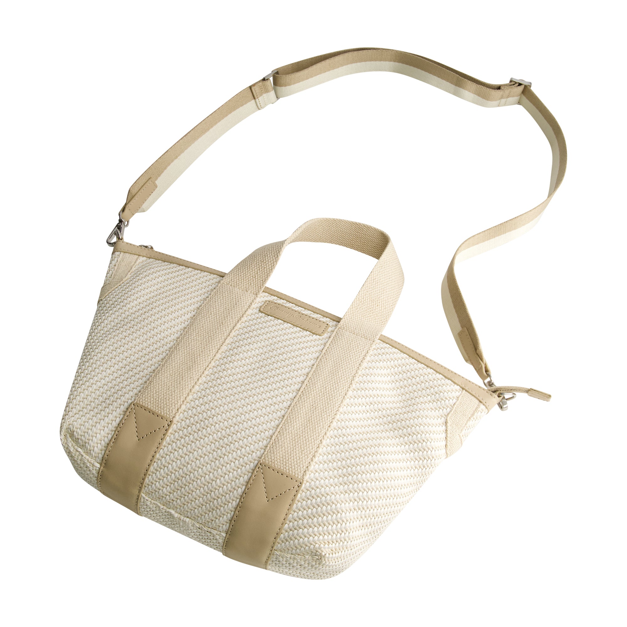 Tommy Bahama Soft Woven Zip-Top Tote, TAN/WHITE