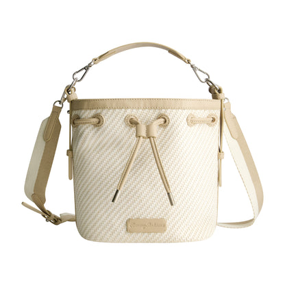 Tommy Bahama Soft Woven Drawstring Bucket Bag, TAN/WHITE