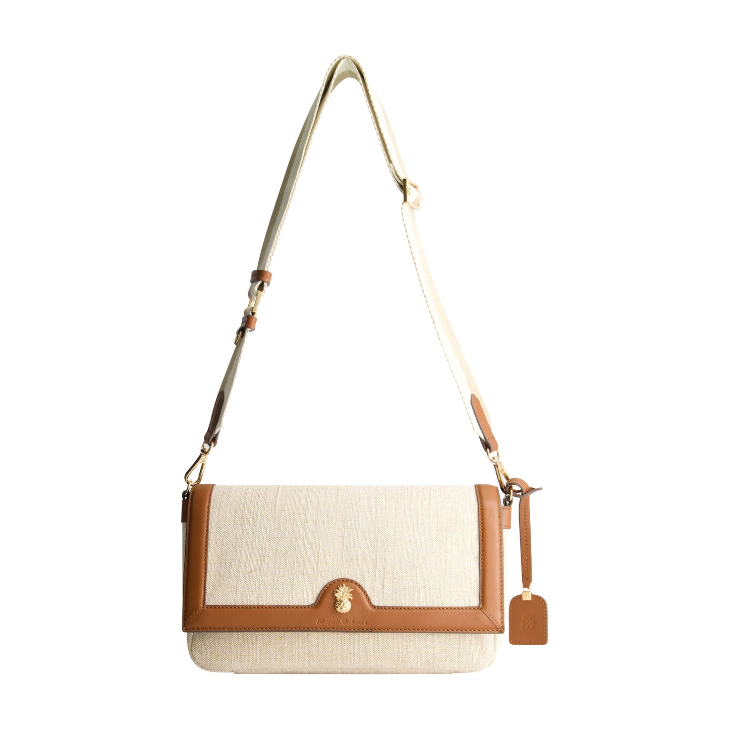 Tommy Bahama Lurex Linen Long Flap Crossbody, NATURAL