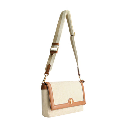 Tommy Bahama Lurex Linen Long Flap Crossbody, NATURAL