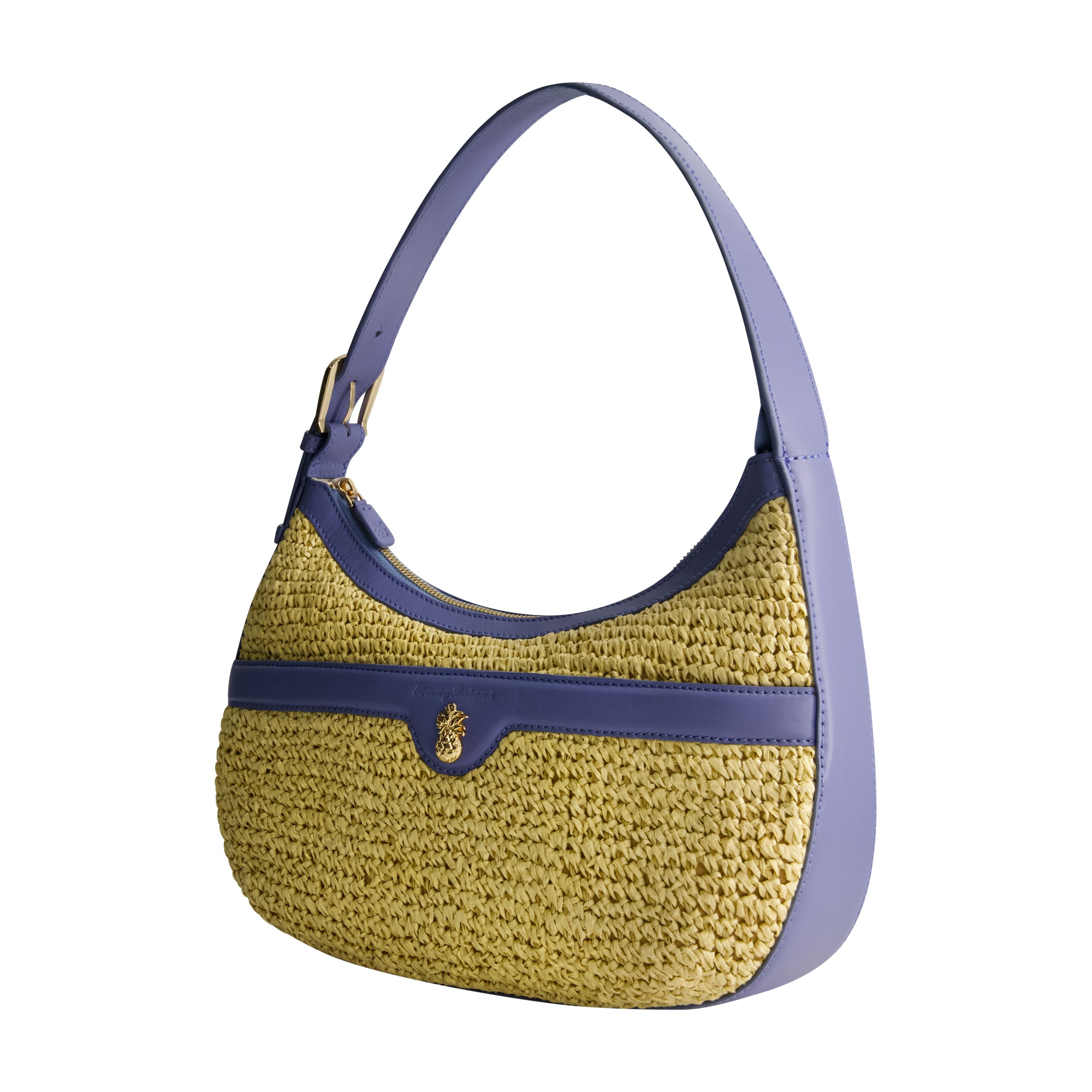 Tommy Bahama Soft Straw Zip-Top Hobo, BLUE