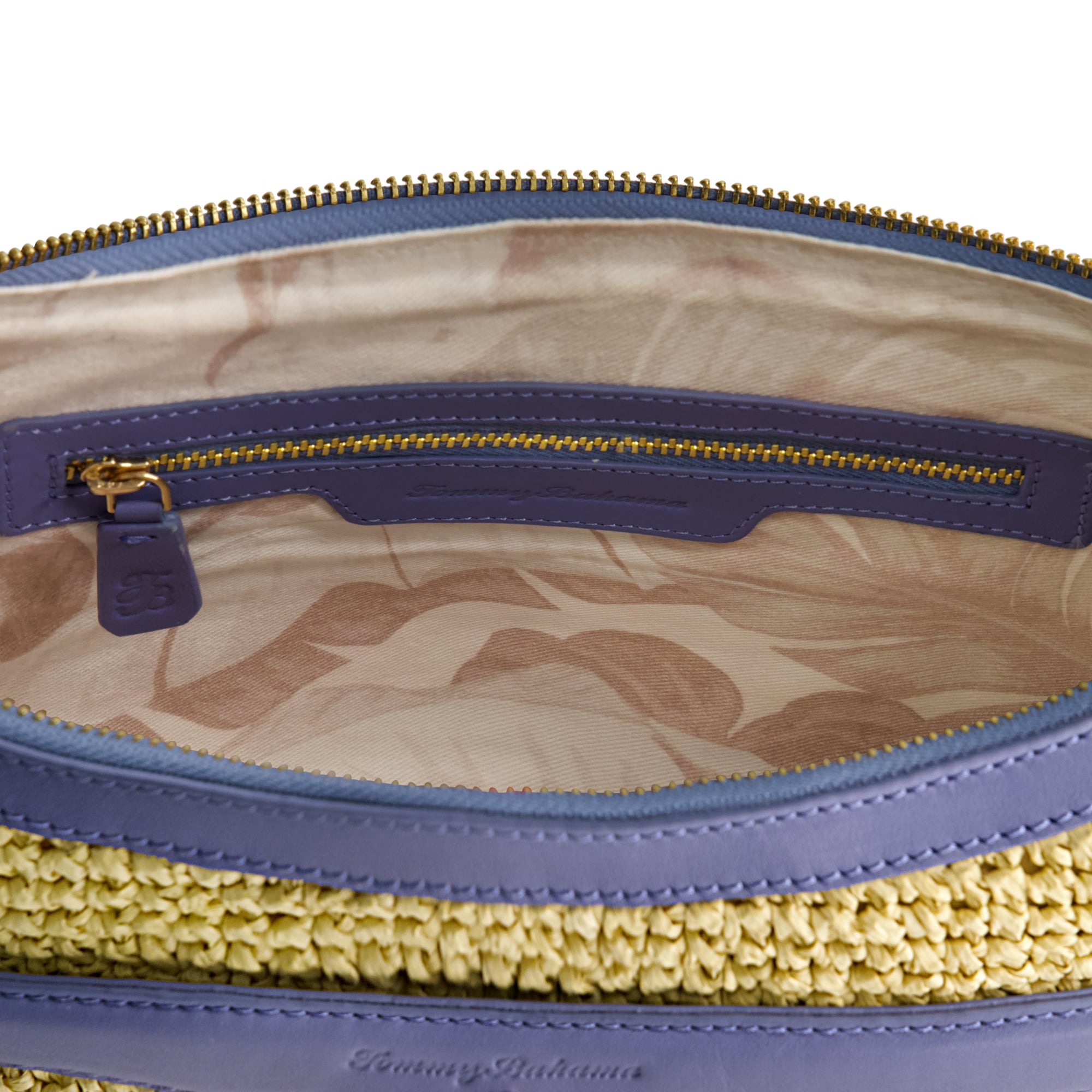 Tommy Bahama Soft Straw Zip-Top Hobo, BLUE