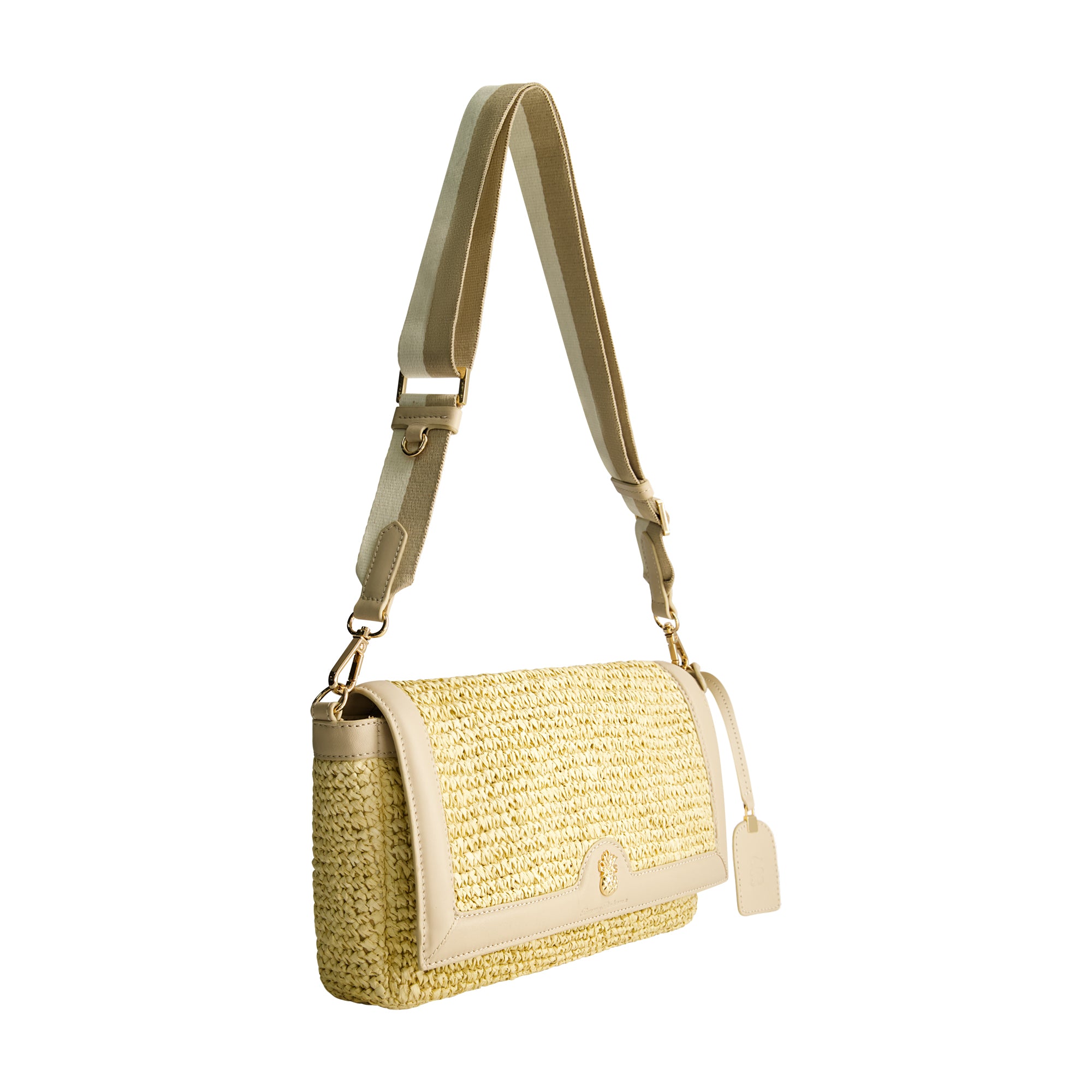 Tommy Bahama Soft Straw Long Flap Crossbody, TAN