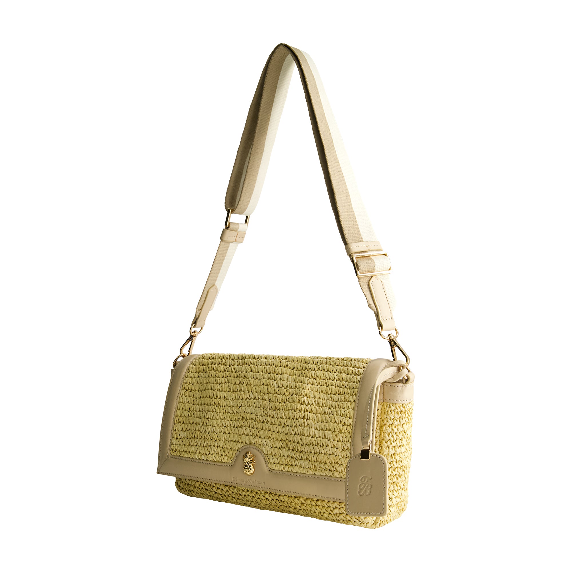 Tommy Bahama Soft Straw Long Flap Crossbody, TAN