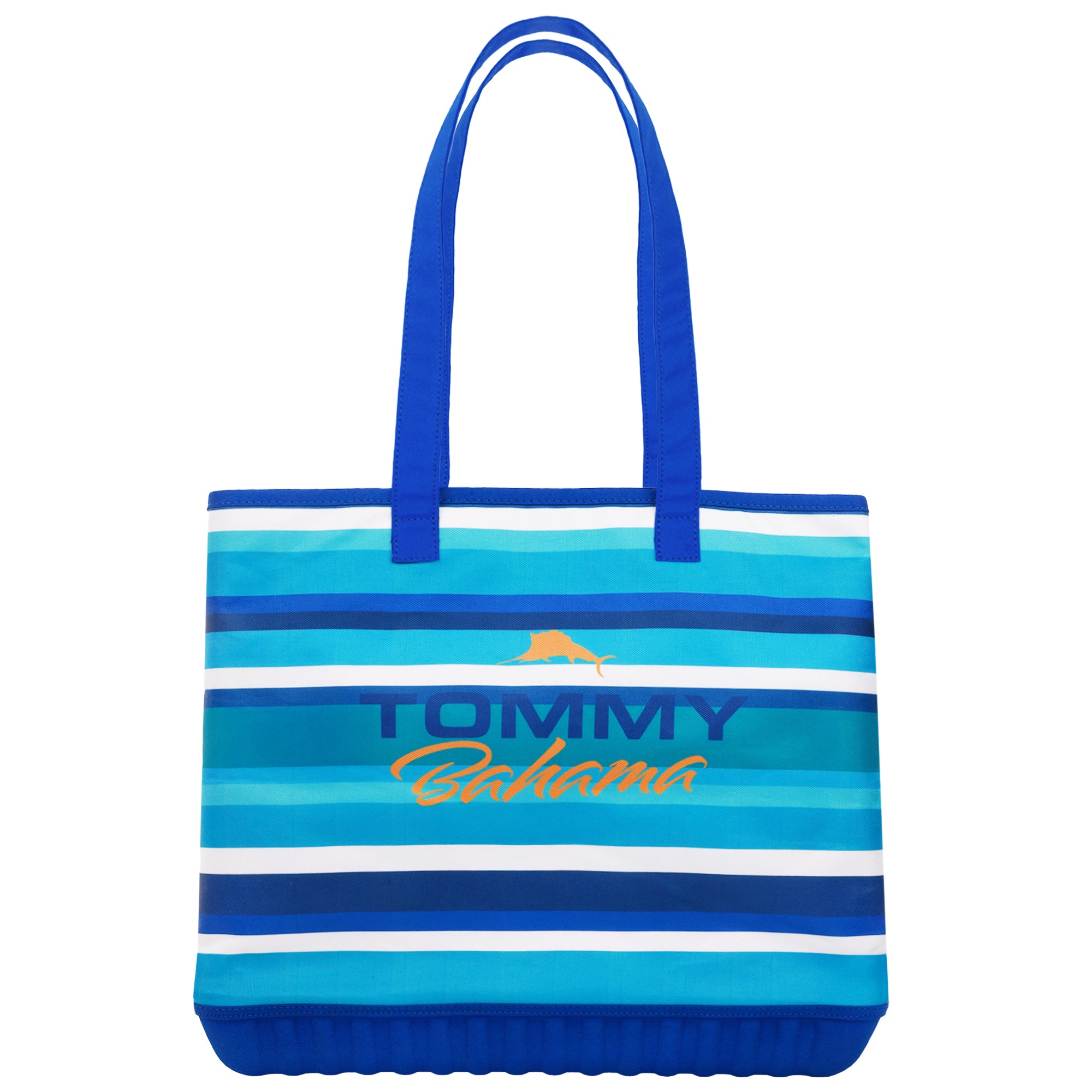 Tommy Bahama Water-Repellent Tote with Pouch – Ocean Stripe Print