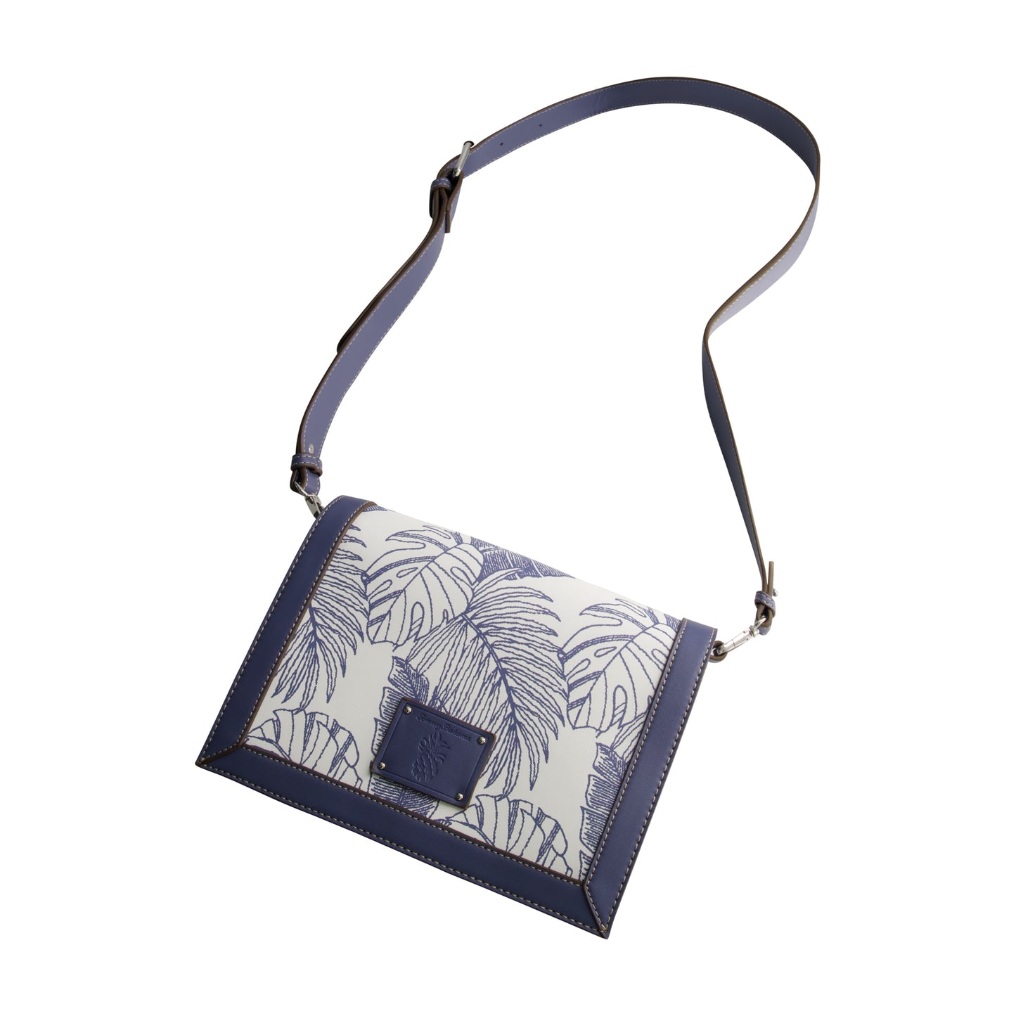 Tommy Bahama Graphic Leaf Print City Handbag, NAVY