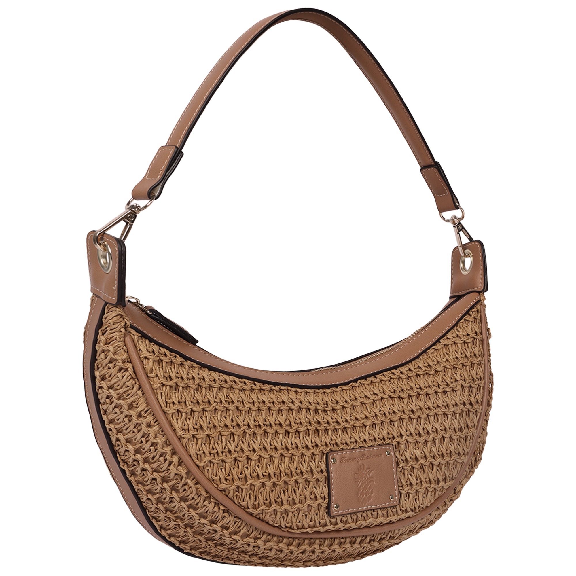 Tommy Bahama Raffia Crescent Hobo Bag, TAN