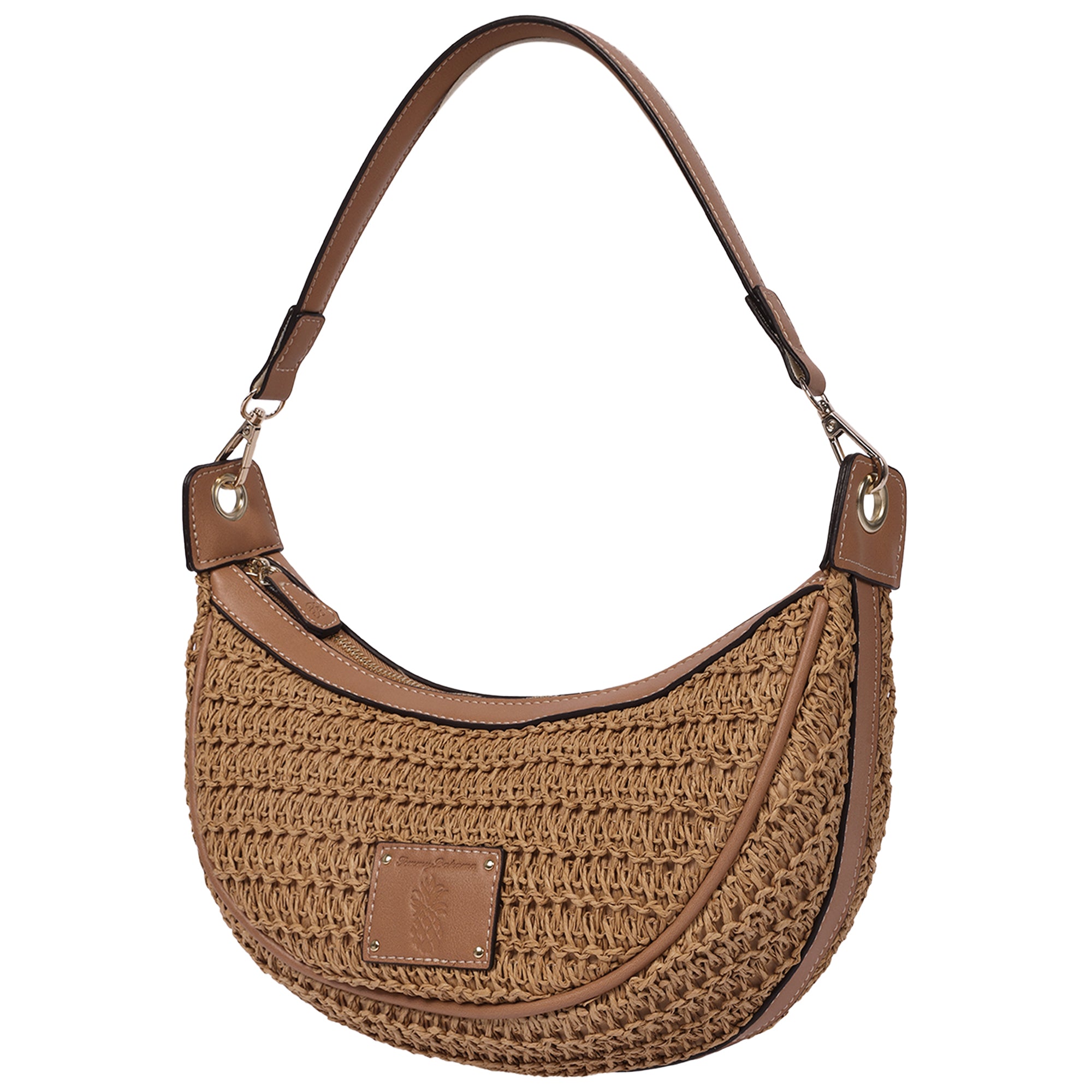 Tommy Bahama Raffia Crescent Hobo Bag, TAN