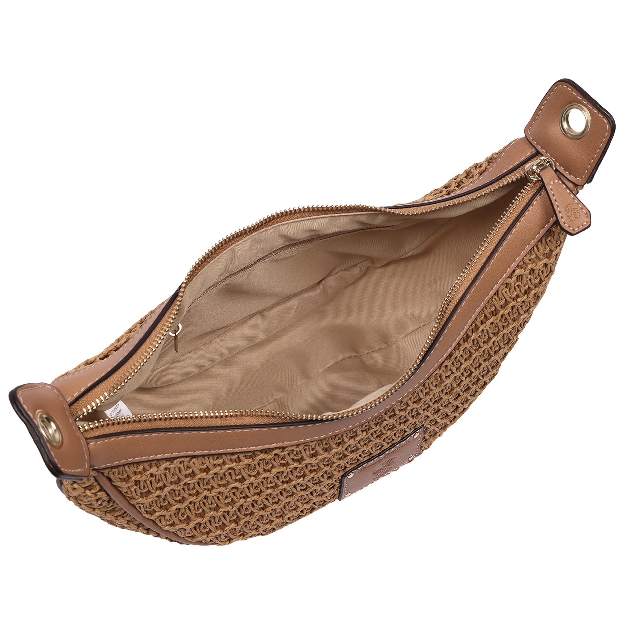 Tommy Bahama Raffia Crescent Hobo Bag, TAN