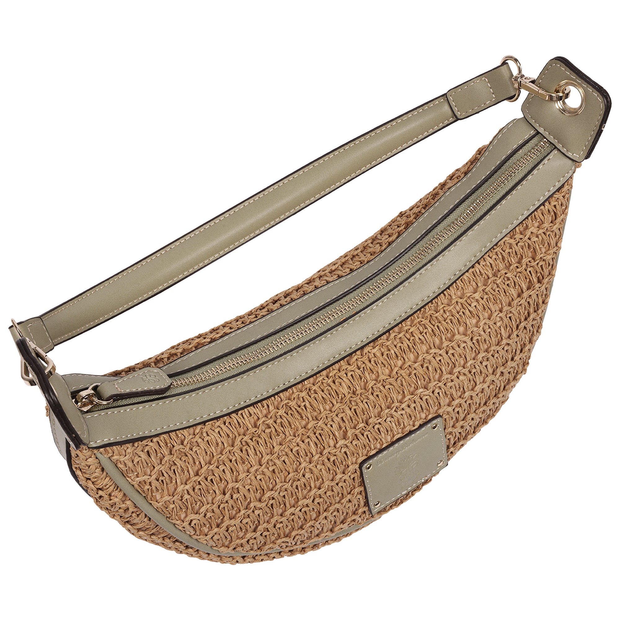 Tommy Bahama Raffia Crescent Hobo Bag, SAGE