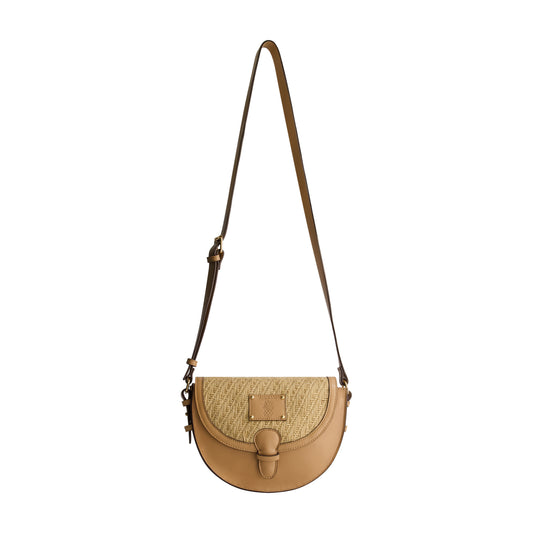 Tommy Bahama Raffia/PU Crossbody Flap Bag, TAN