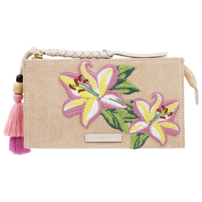 Tommy Bahama Zip Top Embroidered Floral Clutch