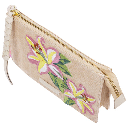 Tommy Bahama Zip Top Embroidered Floral Clutch