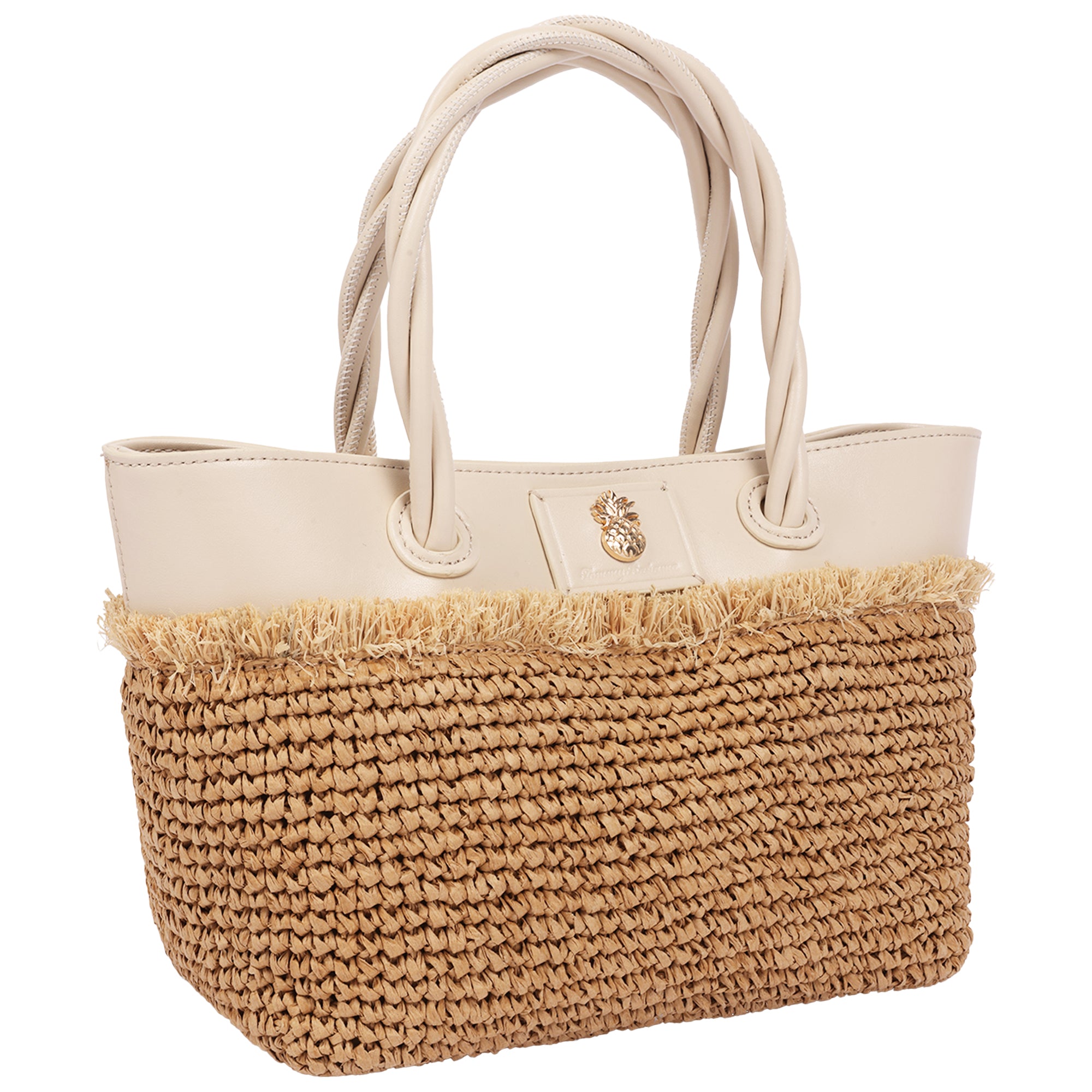 Tommy Bahama Charlotte Medium Fringe Raffia Tote – Ivory
