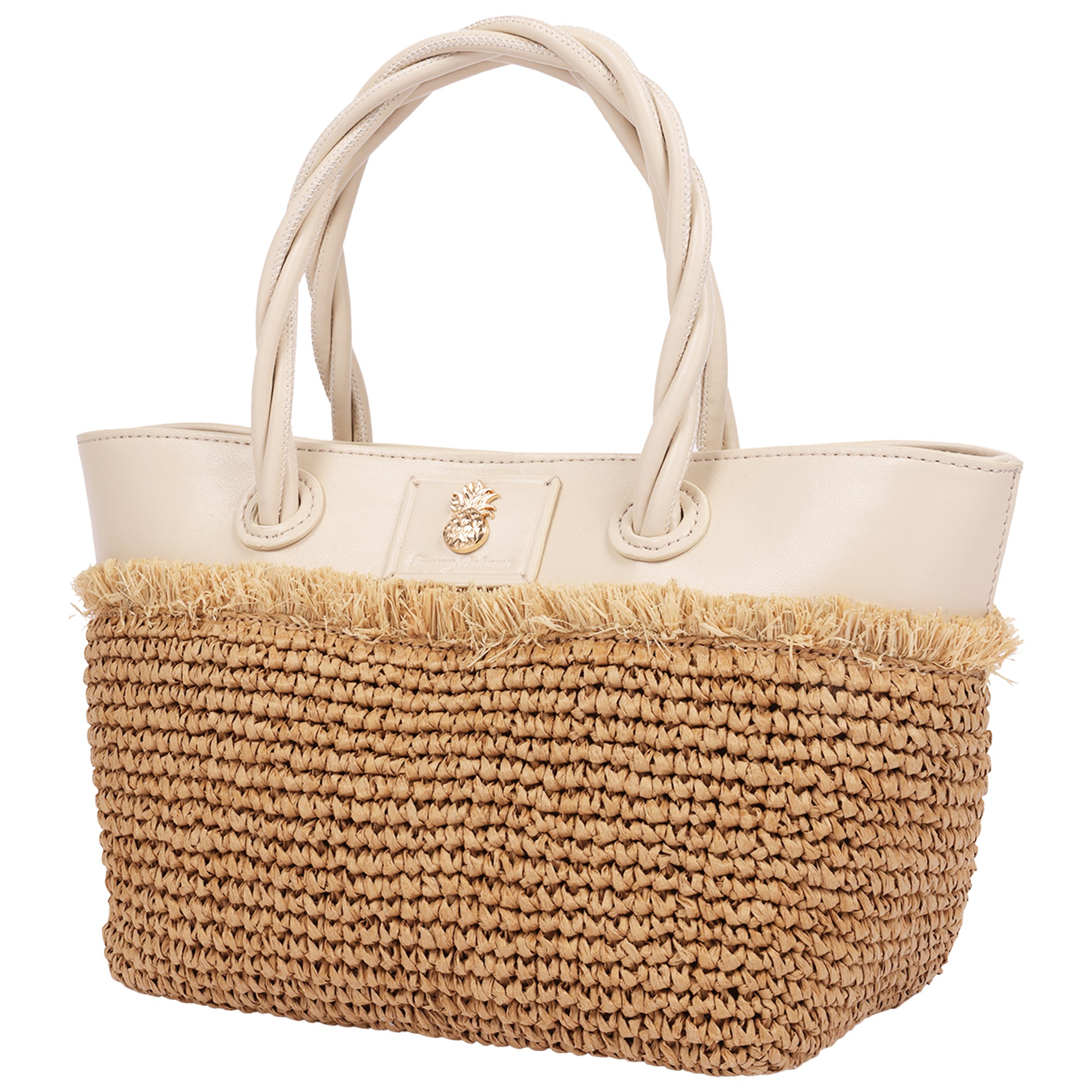 Tommy Bahama Charlotte Medium Fringe Raffia Tote – Ivory