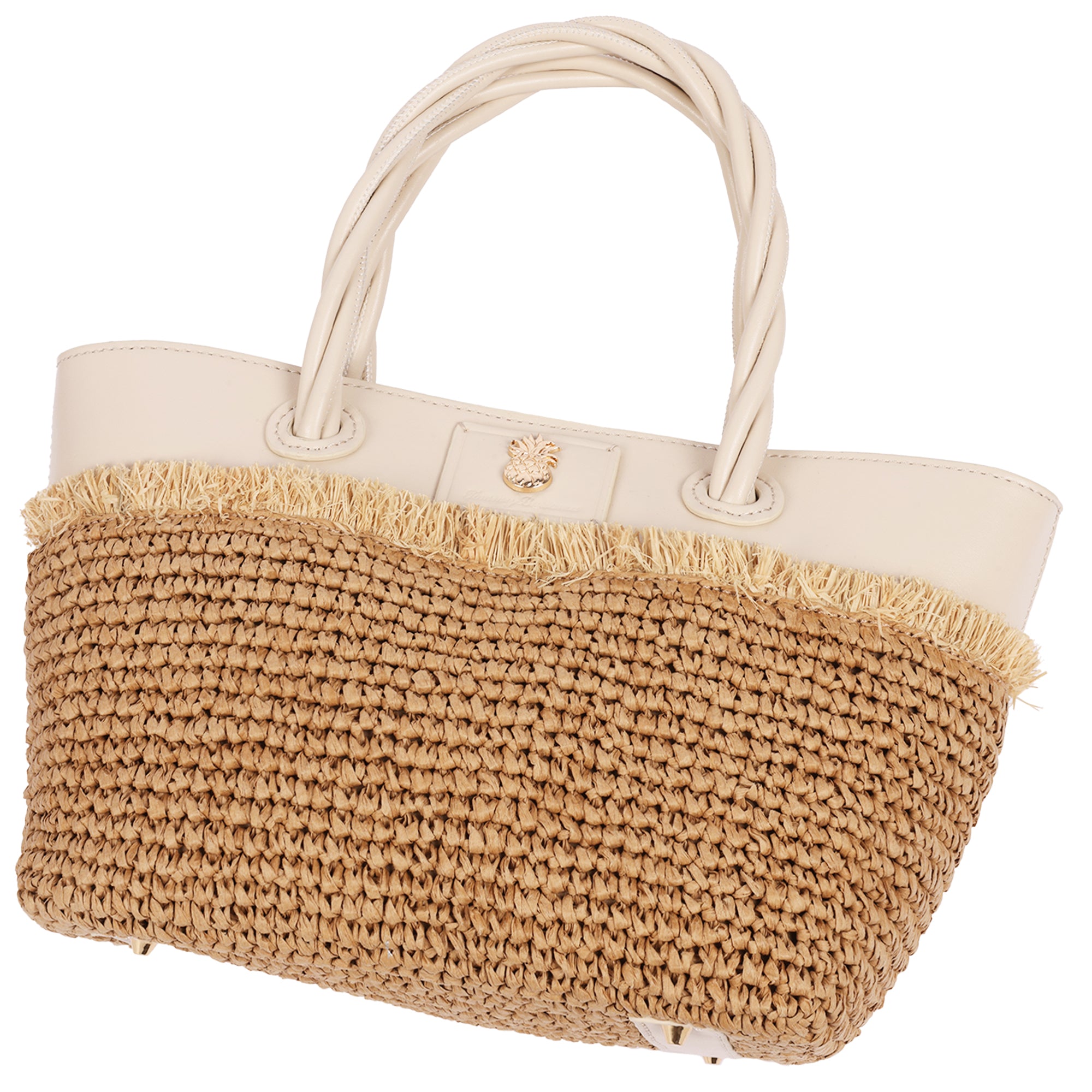Tommy Bahama Charlotte Medium Fringe Raffia Tote – Ivory