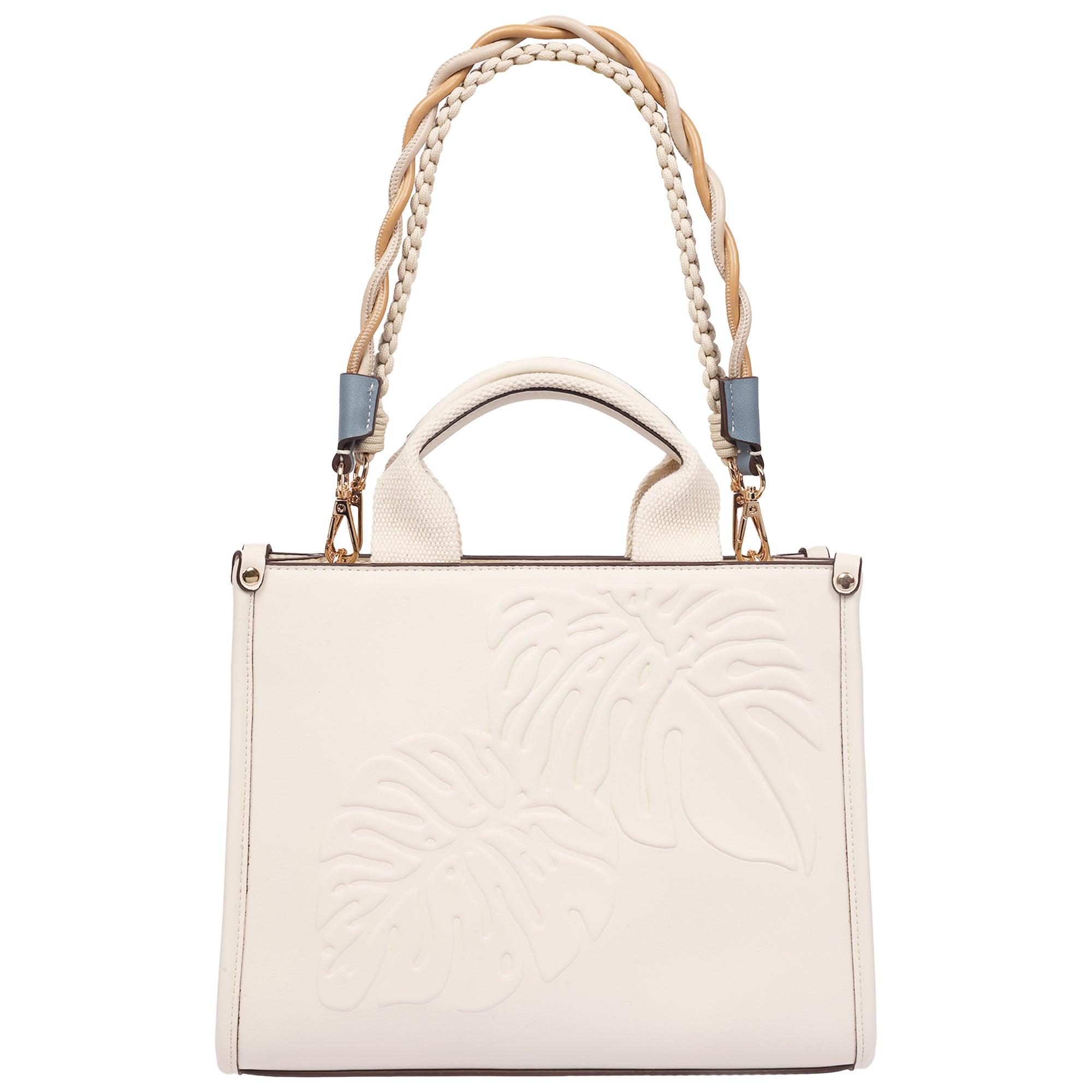 Tommy Bahama Darcy Leaf Motif Medium Tote – Embossed PU Convertible Top Handle & Crossbody Bag