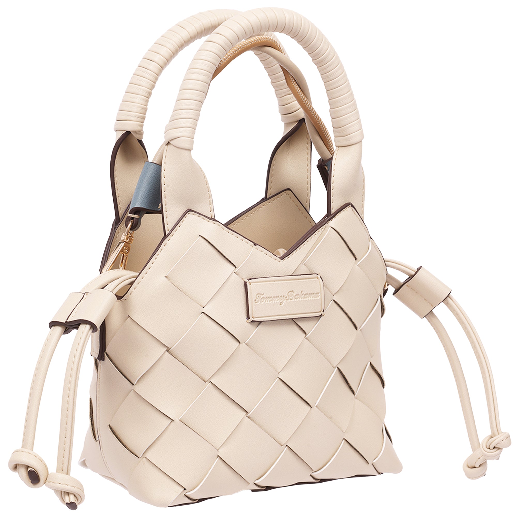 Tommy Bahama Demi Mini Woven PU Tote – Mini Woven Faux Leather Top Handle & Crossbody Bag