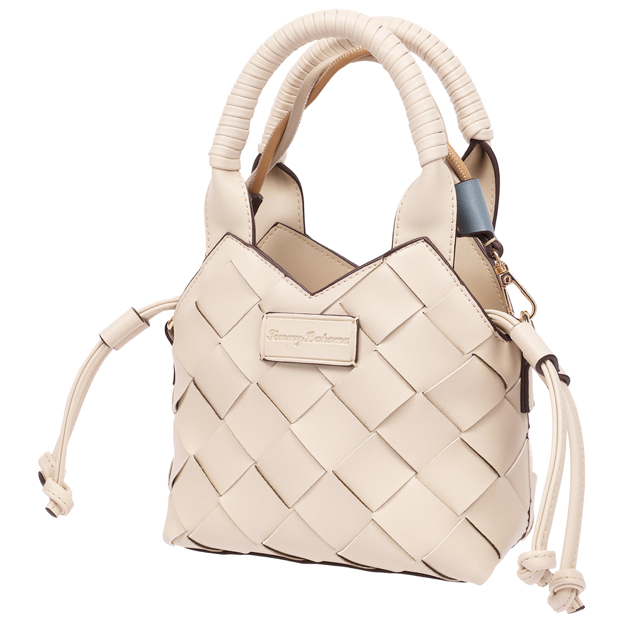 Tommy Bahama Demi Mini Woven PU Tote – Mini Woven Faux Leather Top Handle & Crossbody Bag