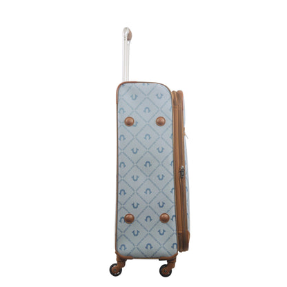 True Religion Soft Sided 31" Expandable, Spinner Luggage, DENIM