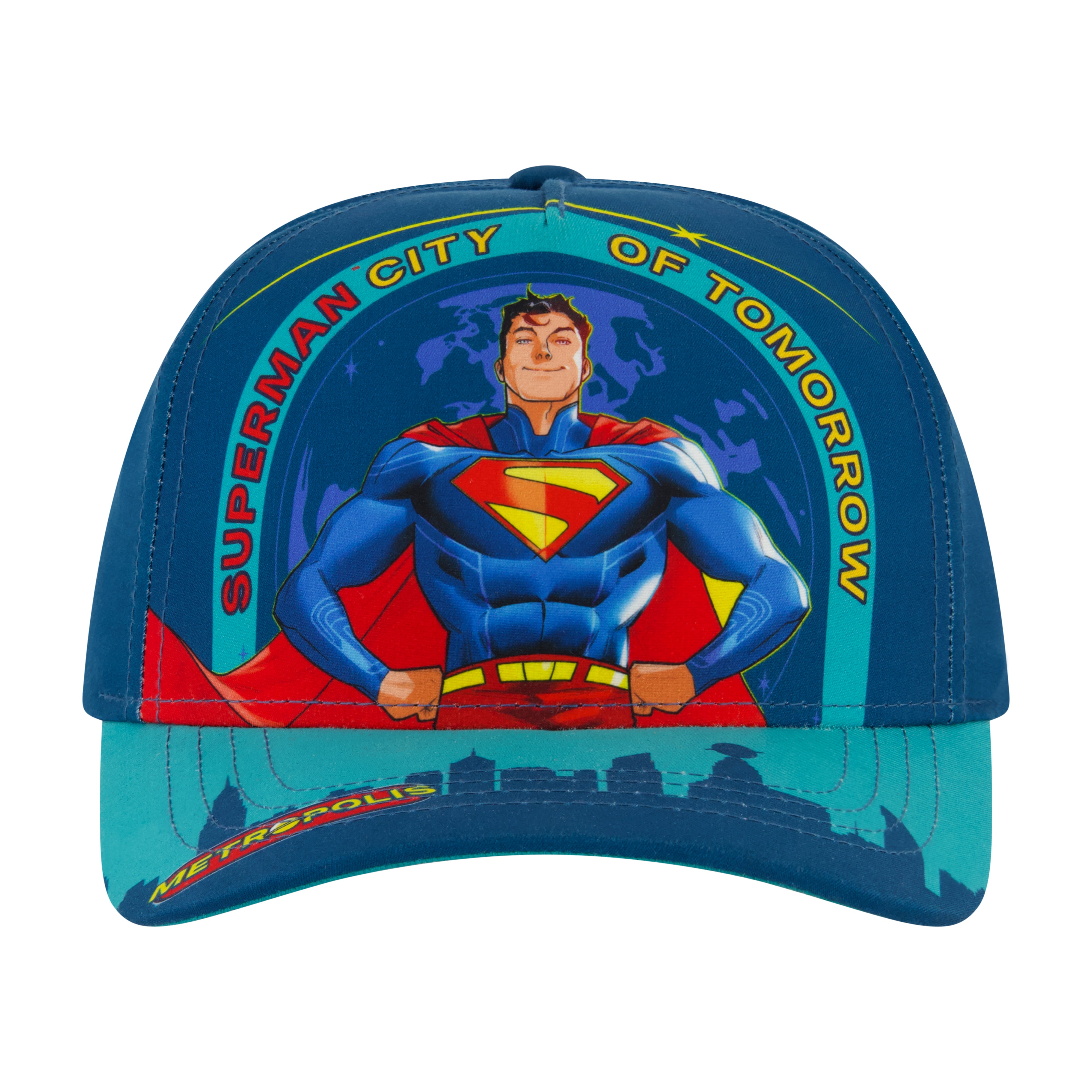 DC Comics Superman “City of Tomorrow” Snapback Hat – Metropolis Graphic Adjustable Baseball Cap