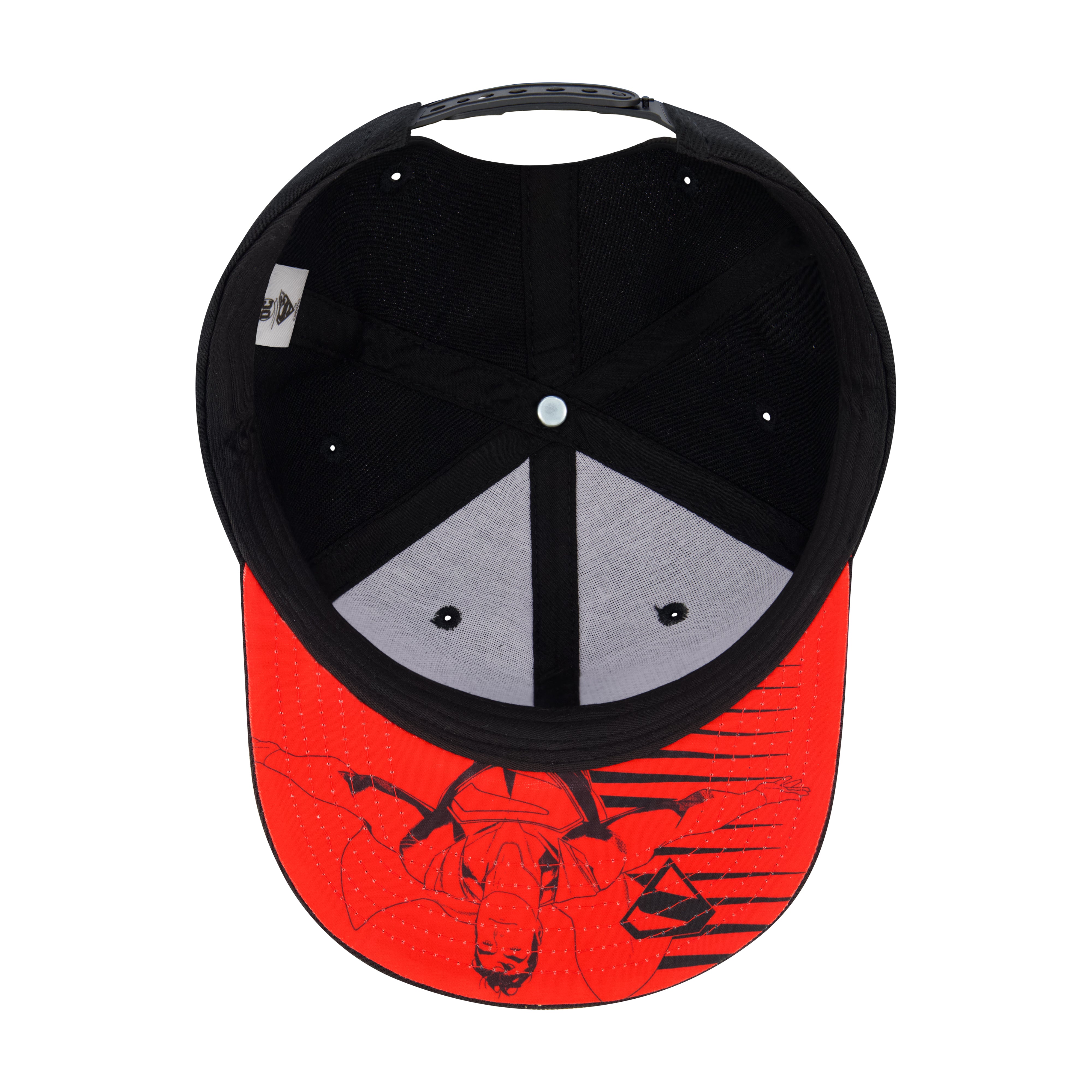 DC Comics Superman Black Snapback Hat – Metallic S-Shield Flat Brim Cap