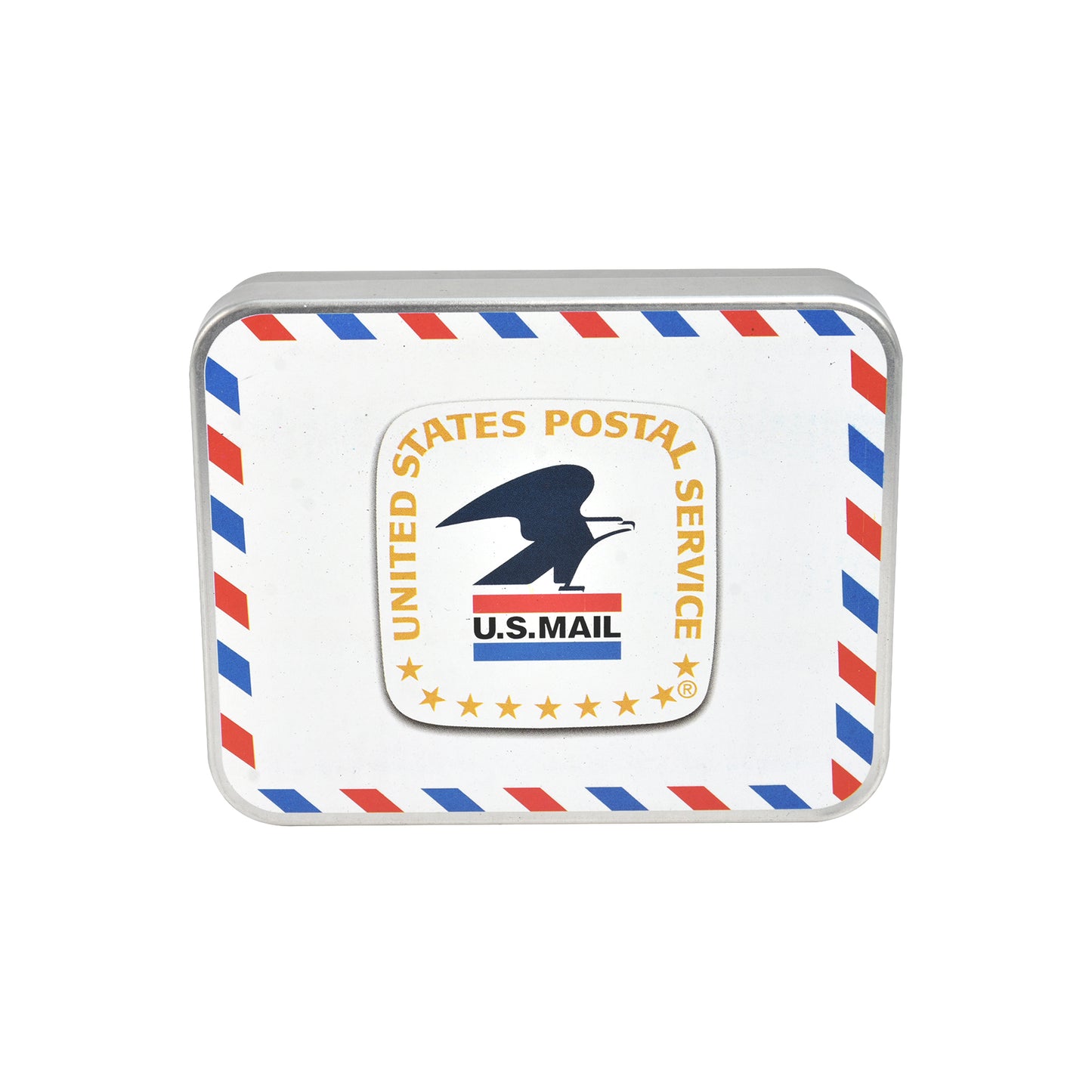 USPS U.S Mail Eagle Stamp Logo Bifold Wallet, Slim Wallet in Decorative Tin Case Multi, Unisex