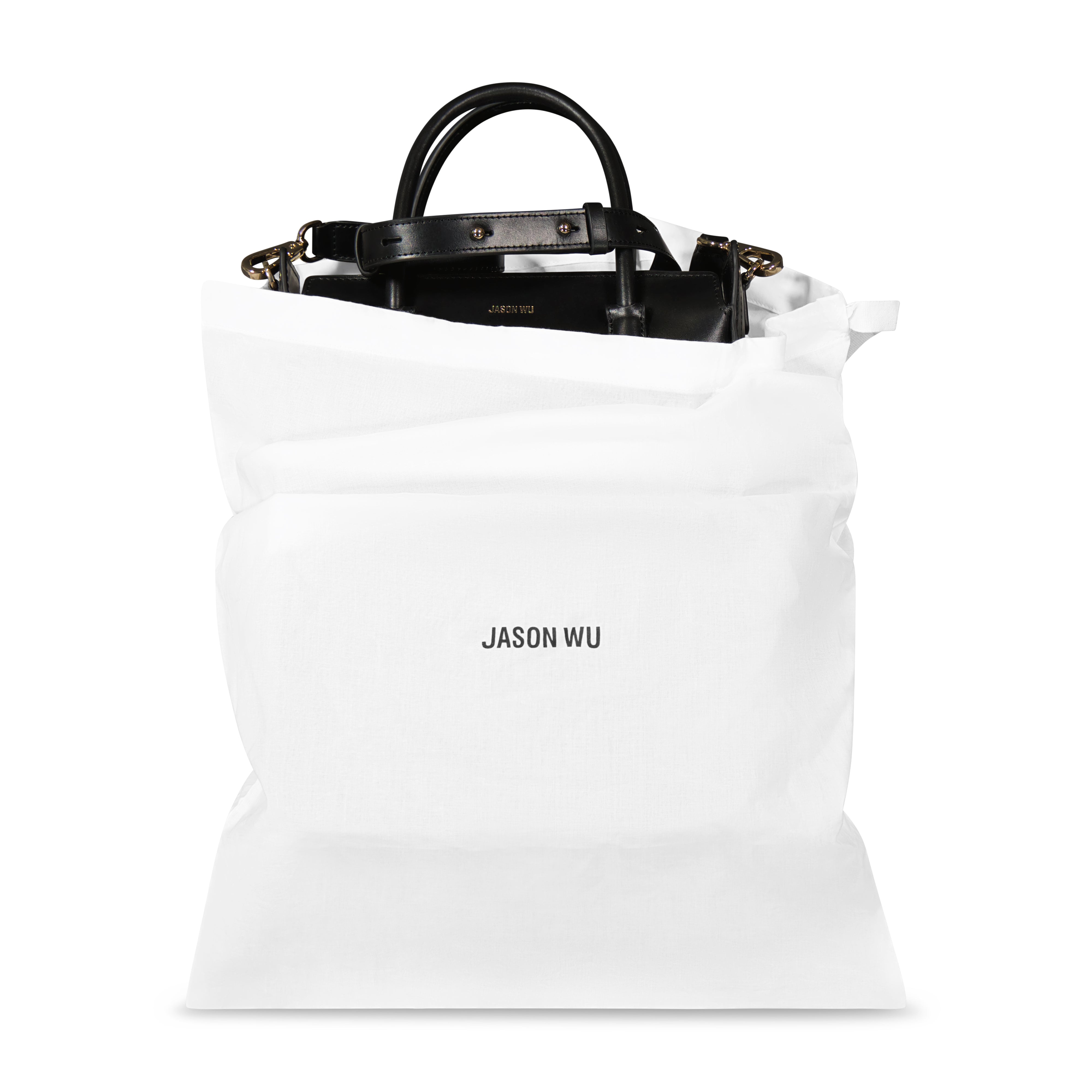 Jason Wu Structured Tote Bag with Gold Hardware and Zip Closure, BLACK