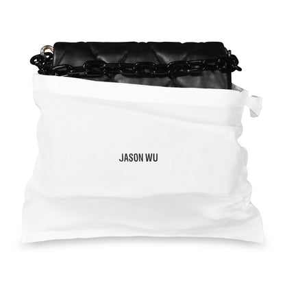 Jason Wu Quilted Chain Shoulder Bag with JW Logo, BLACK