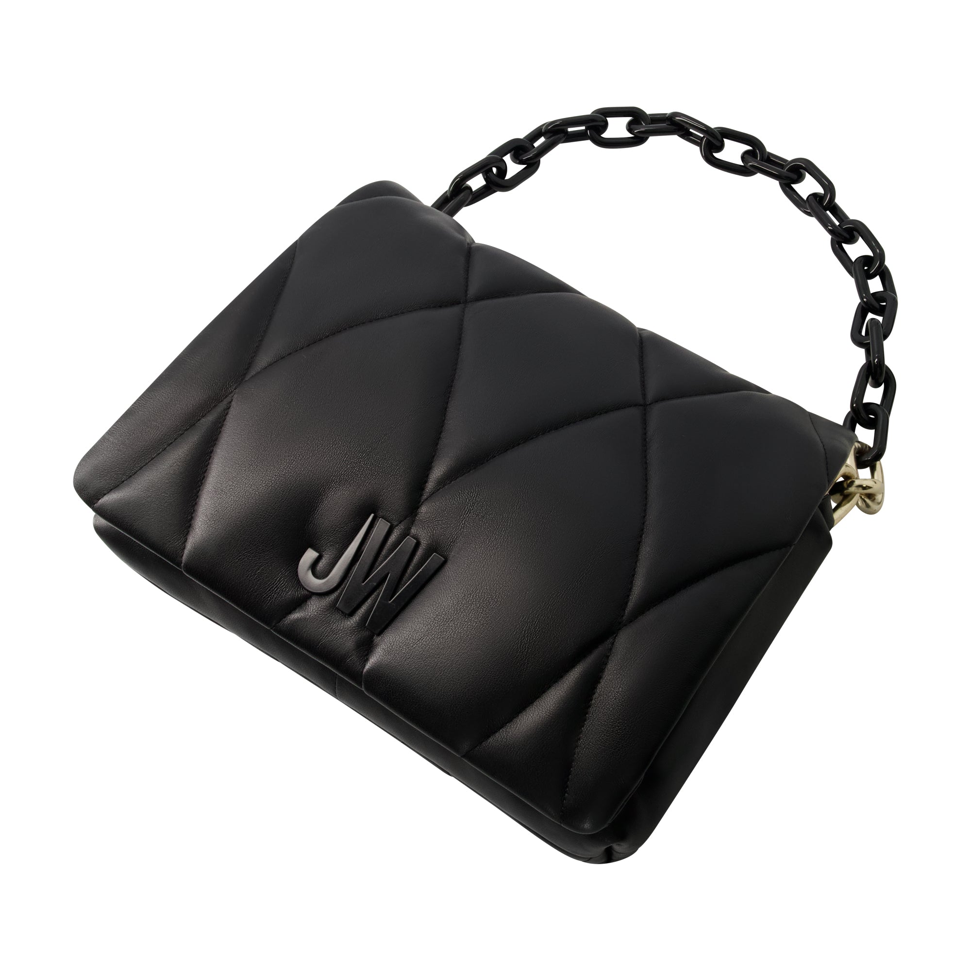 Jason Wu Quilted Chain Shoulder Bag with JW Logo, BLACK