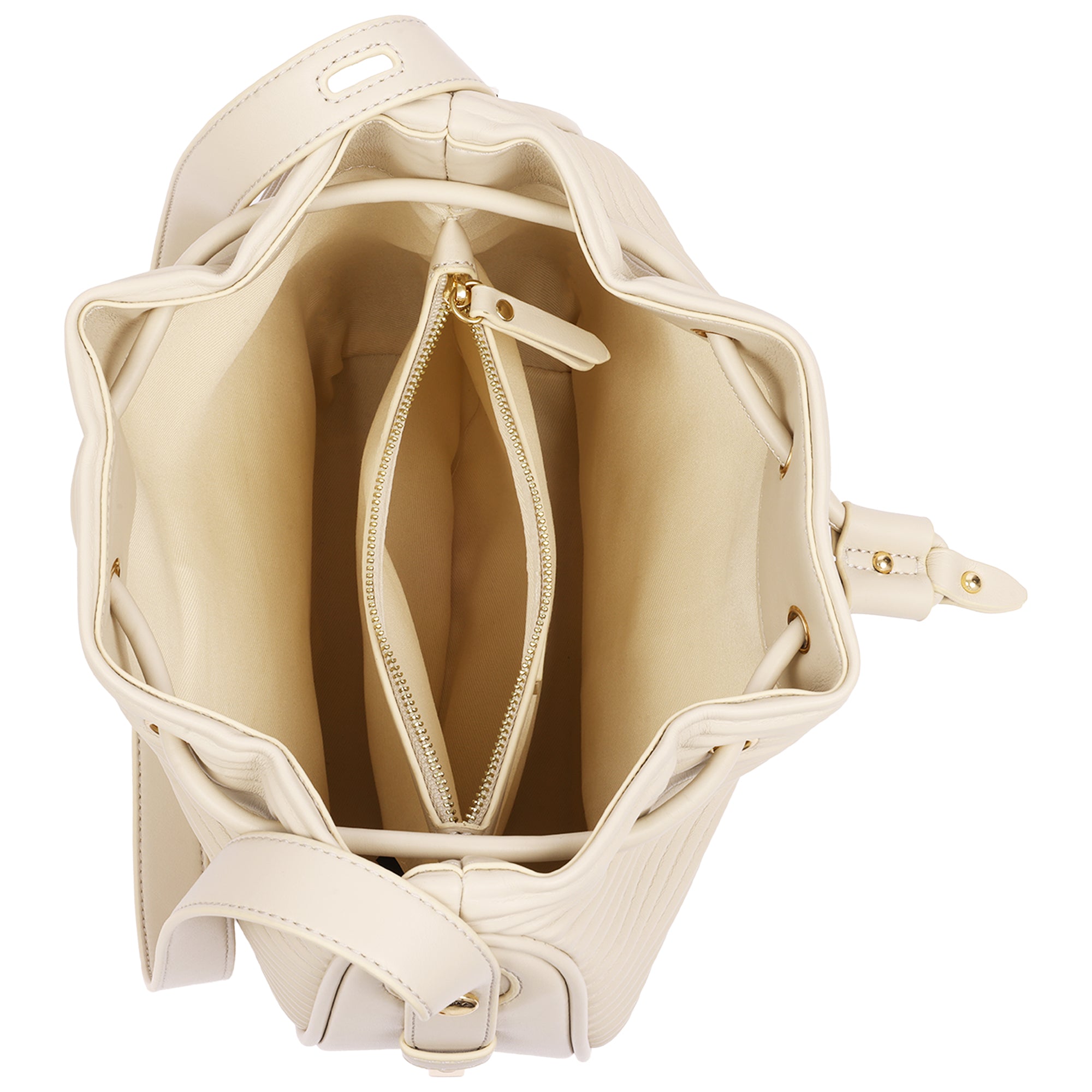 Jason Wu Haywood 3D Horizon Pleated Bucket Shoulder Bag with Drawstring Closure – Bone