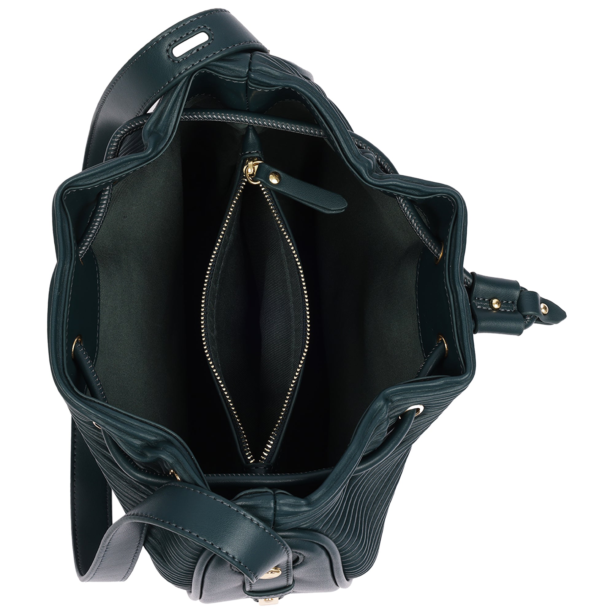 Jason Wu Haywood 3D Horizon Pleated Bucket Shoulder Bag with Drawstring Closure – Teal