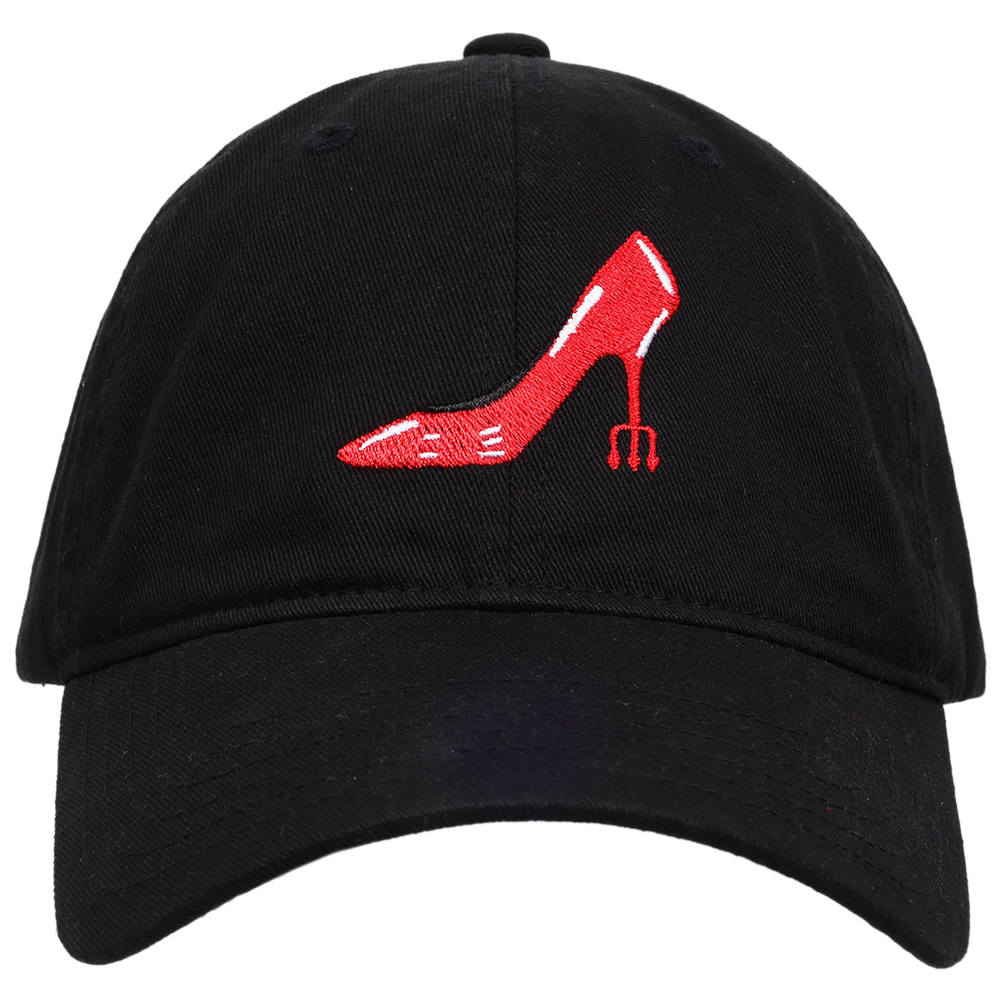 The Devil Wears Prada Red Heel Embroidered Dad Cap, Black