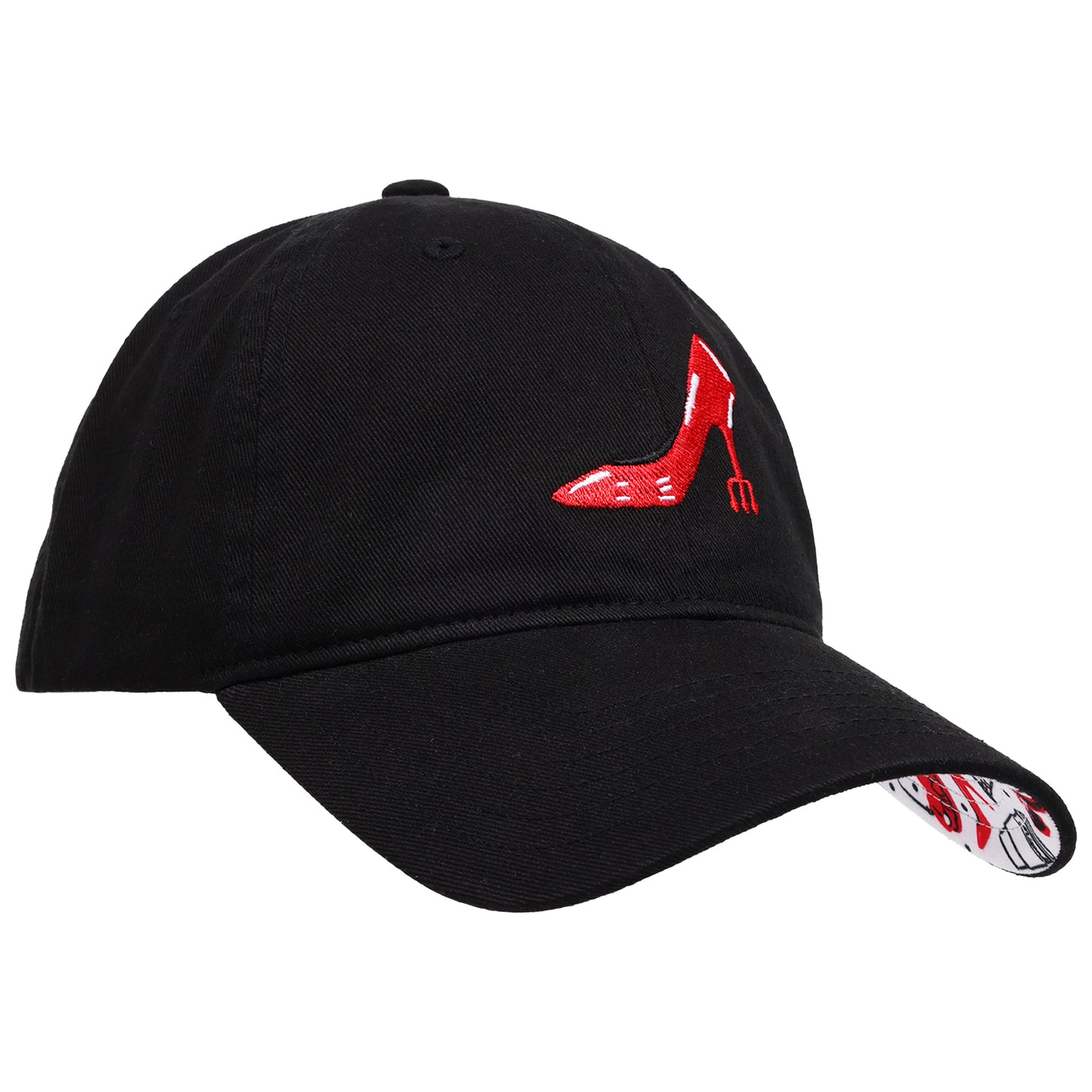 The Devil Wears Prada Red Heel Embroidered Dad Cap, Black