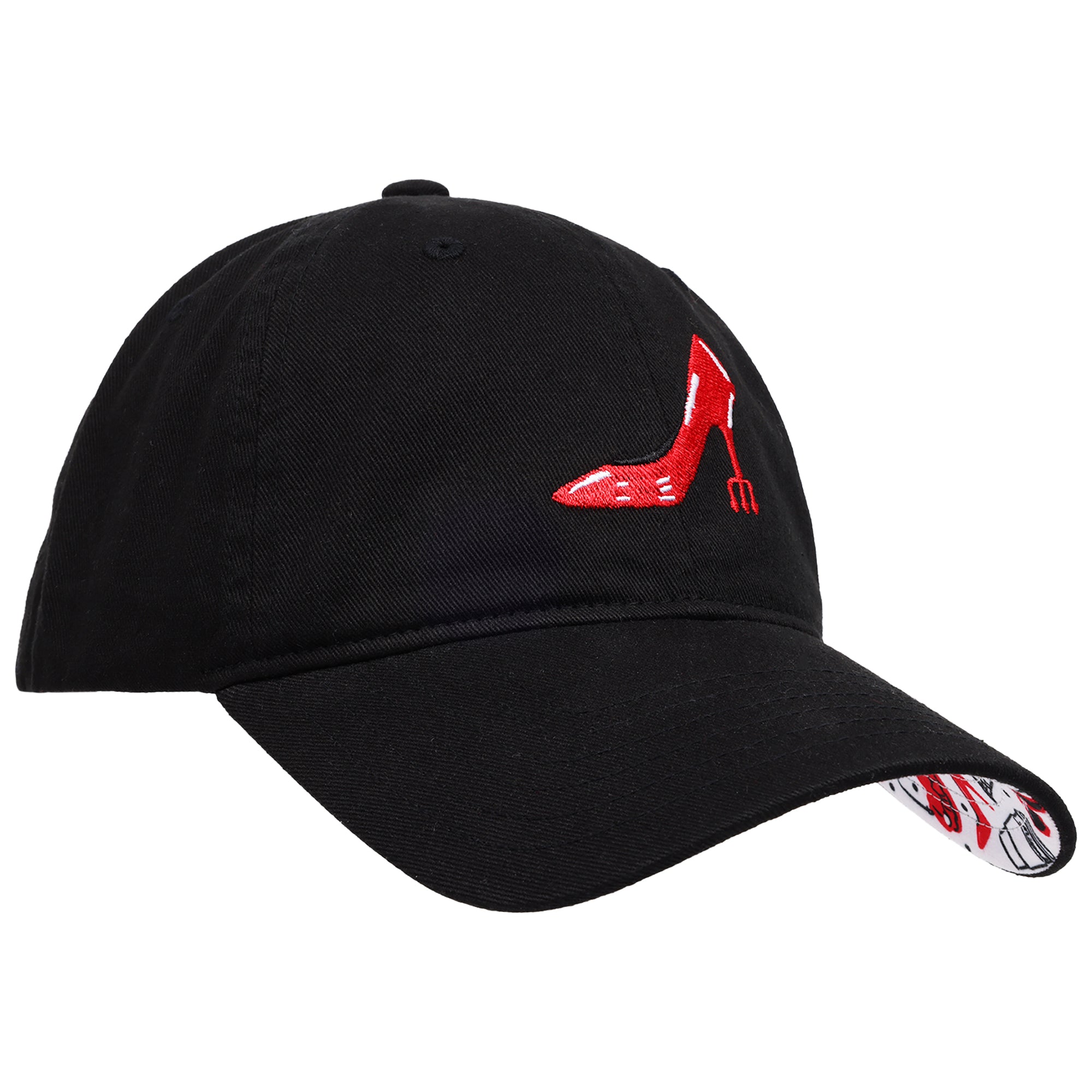 The Devil Wears Prada Red Heel Embroidered Dad Cap, Black