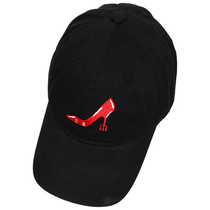 The Devil Wears Prada Red Heel Embroidered Dad Cap, Black