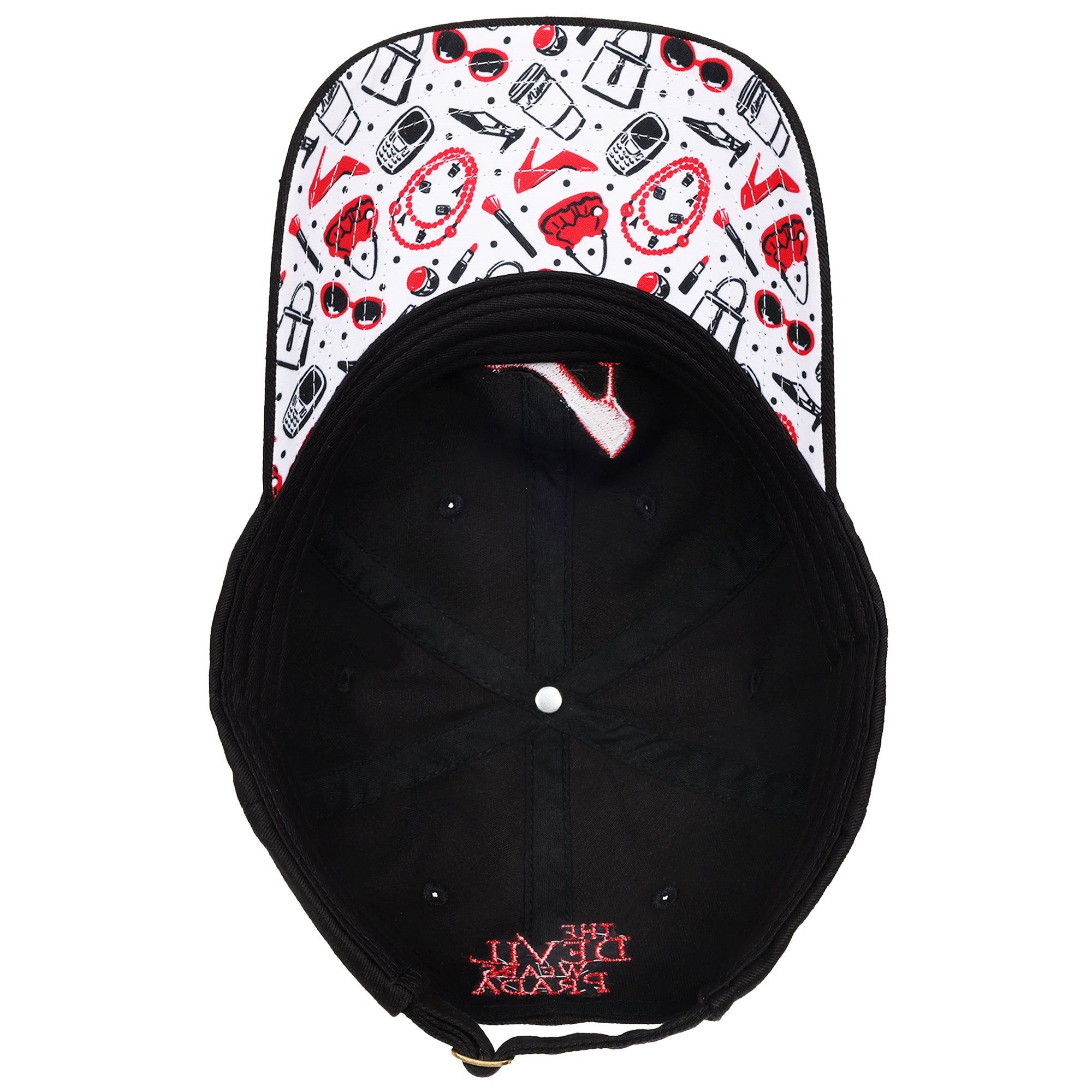 The Devil Wears Prada Red Heel Embroidered Dad Cap, Black