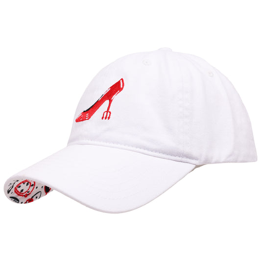 The Devil Wears Prada Red Heel Embroidered Dad Cap, White