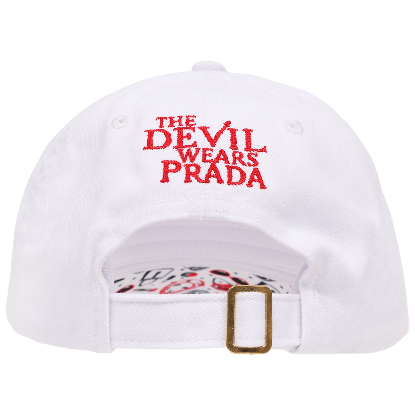 The Devil Wears Prada Red Heel Embroidered Dad Cap, White