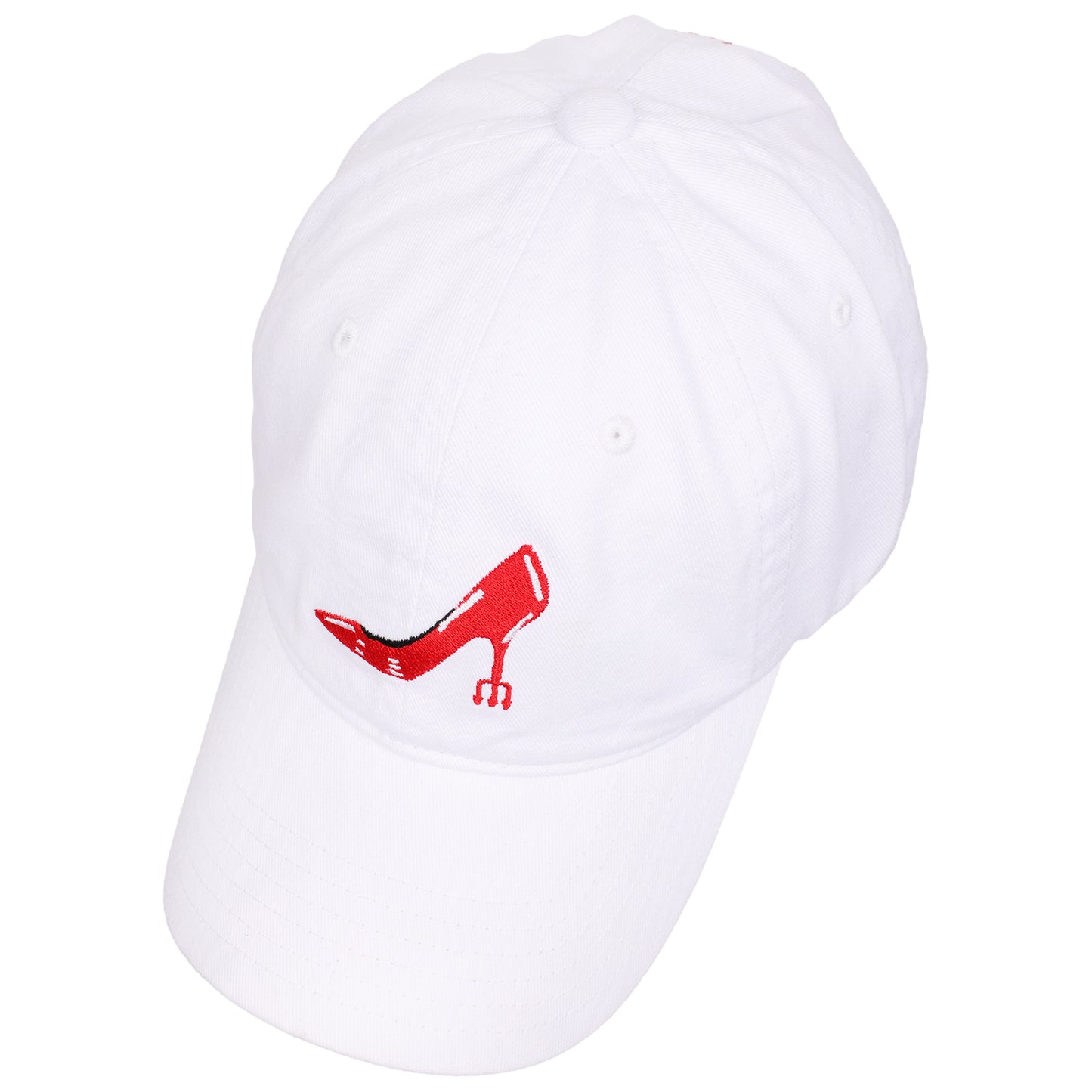 The Devil Wears Prada Red Heel Embroidered Dad Cap, White