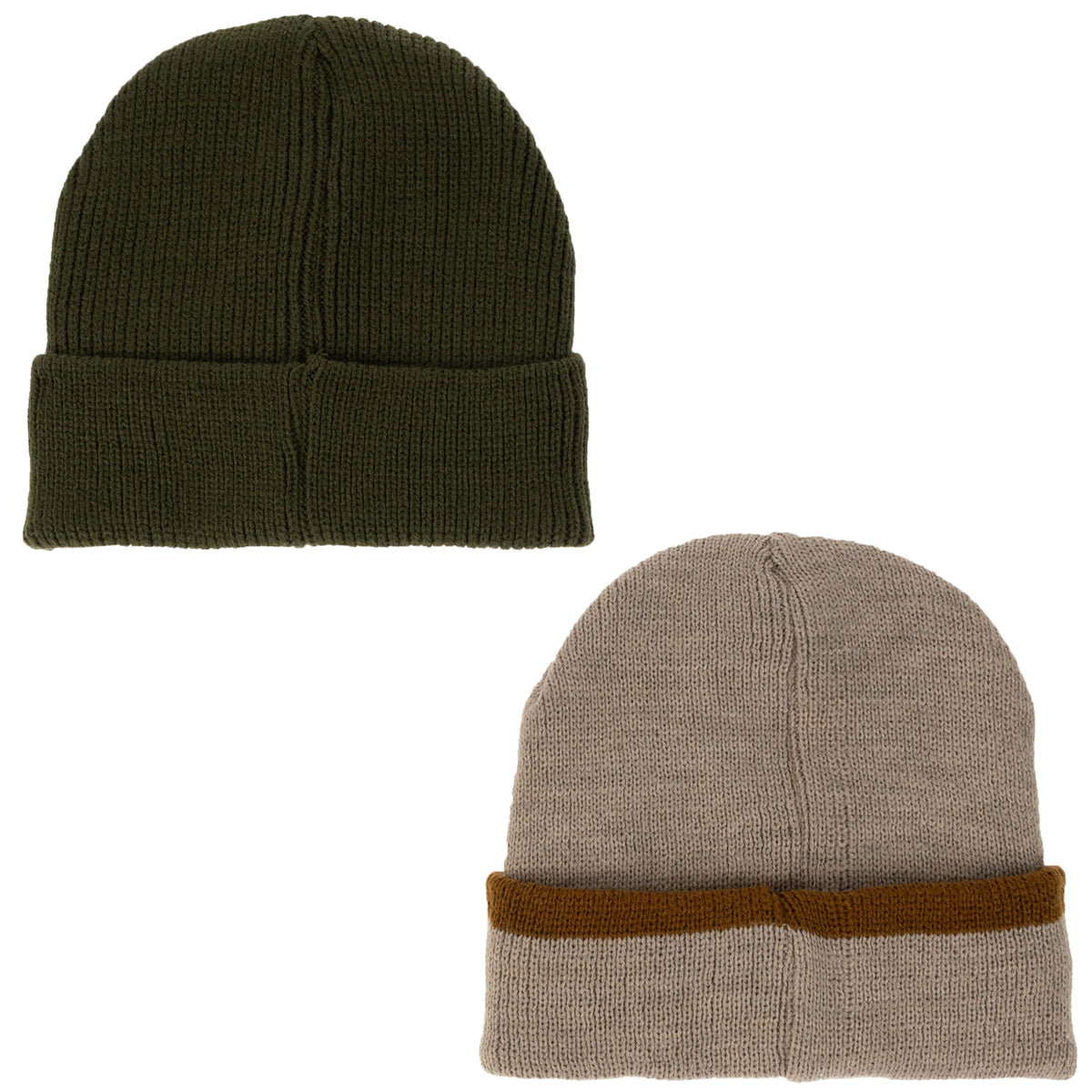 Weatherproof Vintage Fisherman Rib &amp; Heathered Beanie 2-Piece Set – Olive/Taupe
