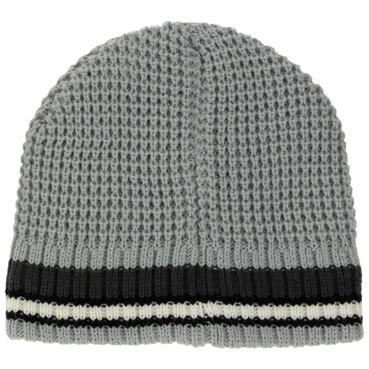 Weatherproof Vintage Waffle Stripe & Solid Beanie 2-Piece Set – Charcoal/Grey
