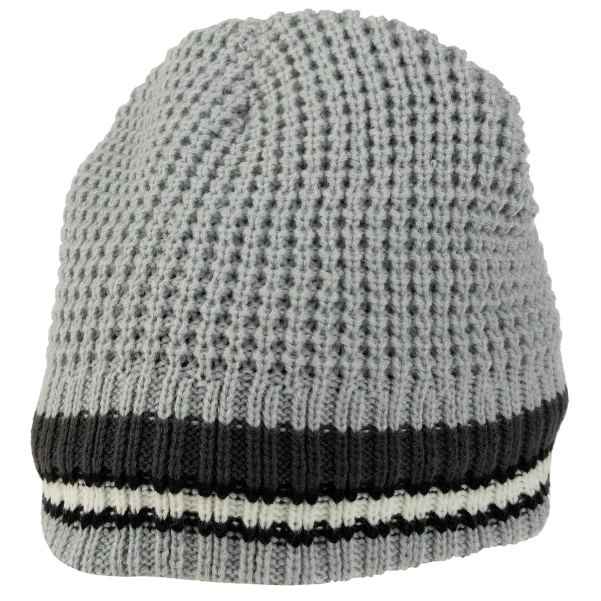Weatherproof Vintage Waffle Stripe & Solid Beanie 2-Piece Set – Charcoal/Grey