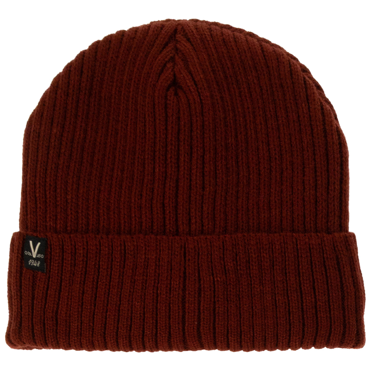 Weatherproof Vintage Waffle Stripe & Solid Beanie 2-Piece Set – Rust/Tan