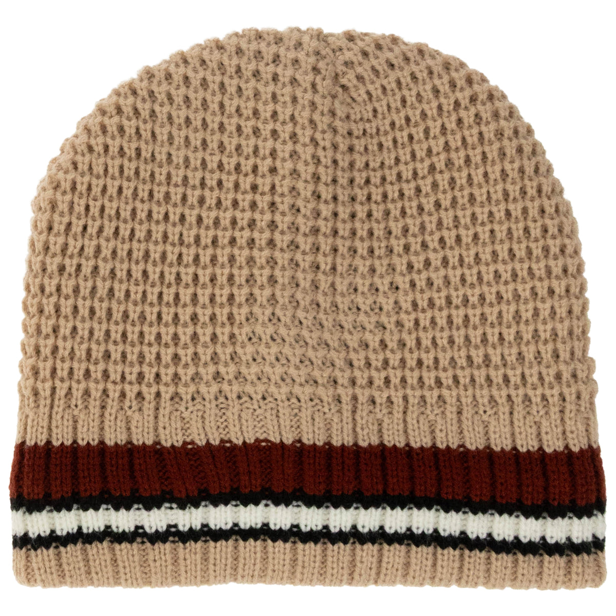 Weatherproof Vintage Waffle Stripe & Solid Beanie 2-Piece Set – Rust/Tan